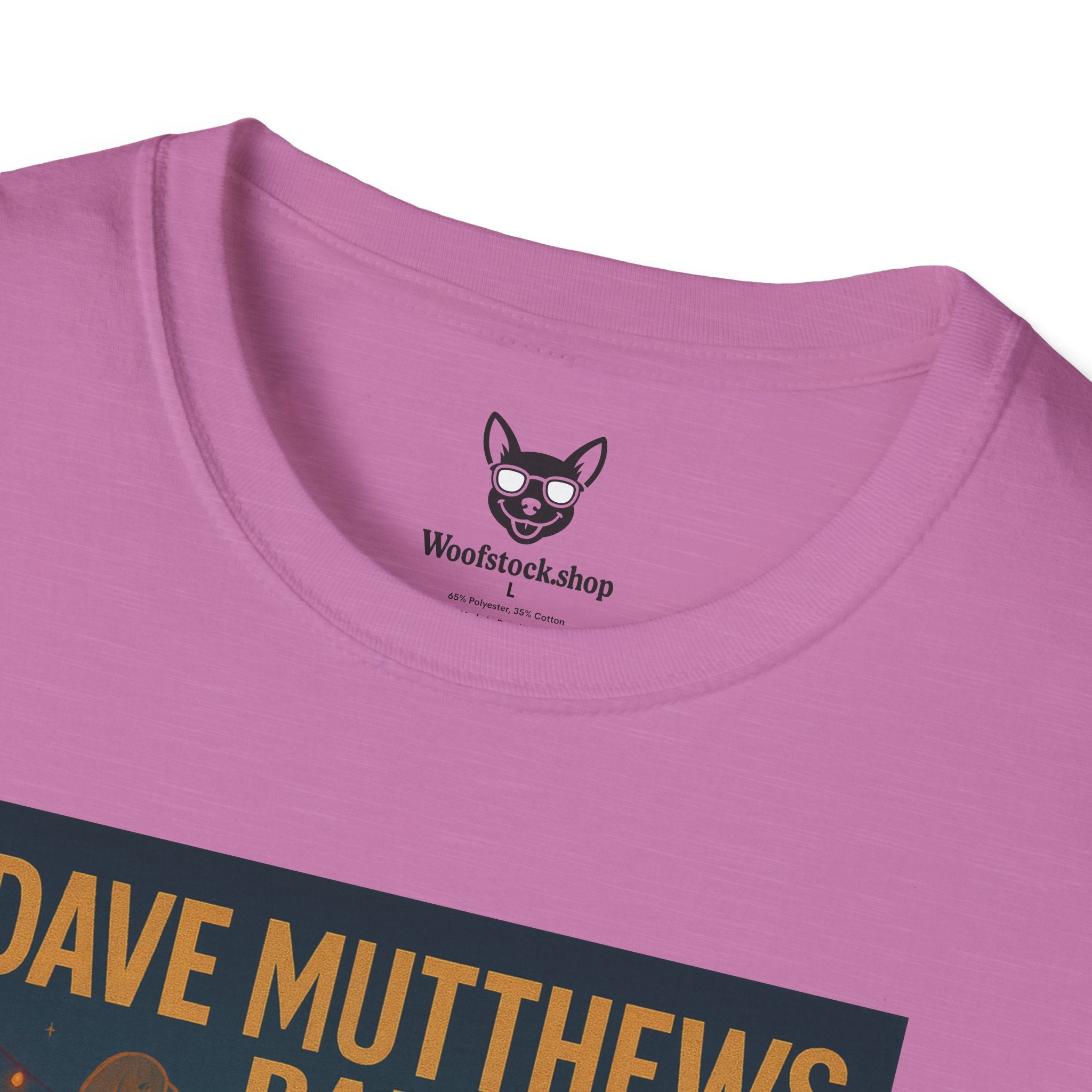 Dave Matthews Band Concert Poster Dog Parody Unisex Softstyle T-Shirt -- Funny Dog Concert Tee for Music and Dog Lovers