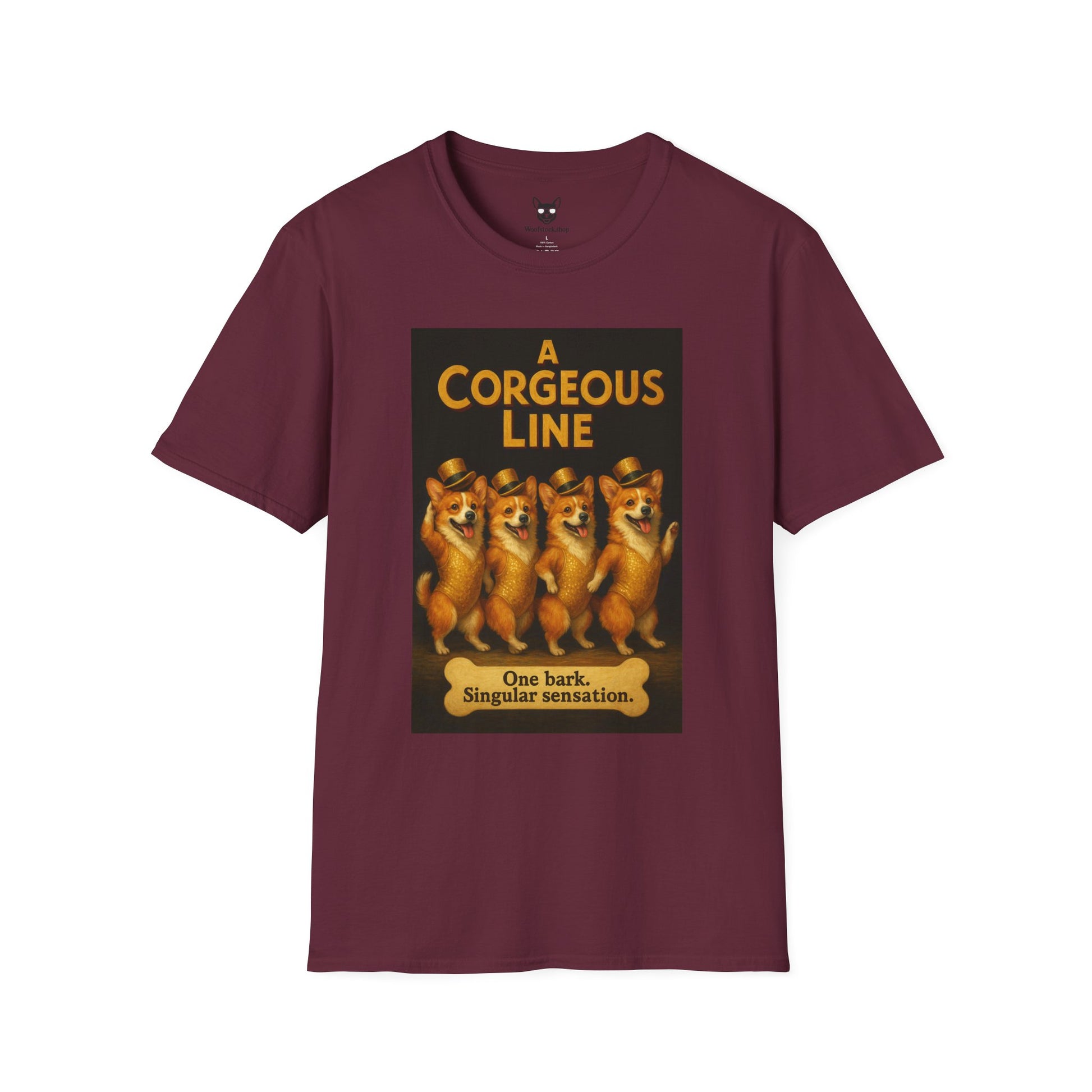 A Chorus Line Broadway Poster Dog Parody Unisex Softstyle T-Shirt -- Funny Tee for Broadway and Dog Lovers