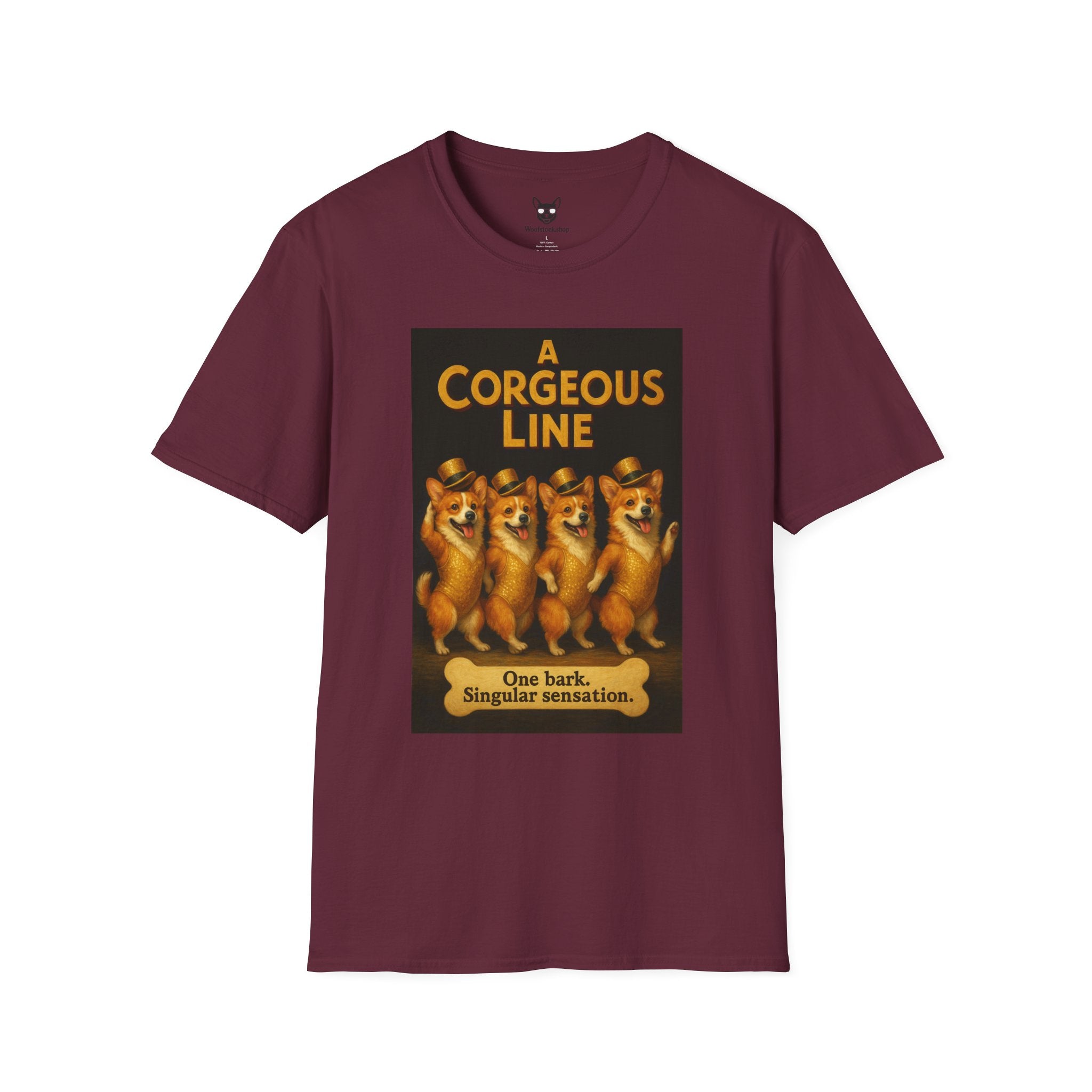 A Chorus Line Broadway Poster Dog Parody Unisex Softstyle T-Shirt -- Funny Tee for Broadway and Dog Lovers