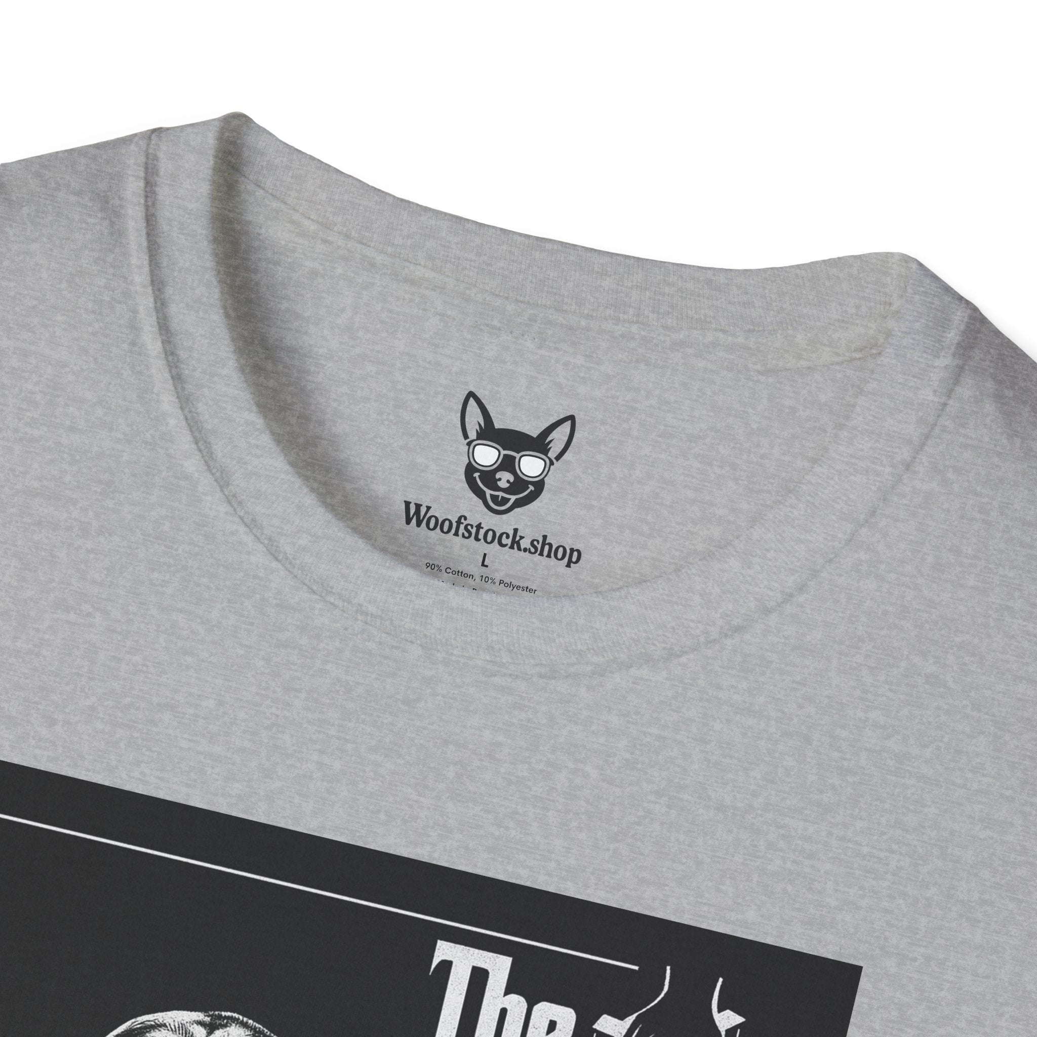 The Godfather Movie Poster Dog Parody Unisex Softstyle T-Shirt – Funny Movie Tee for Film and Dog Lovers