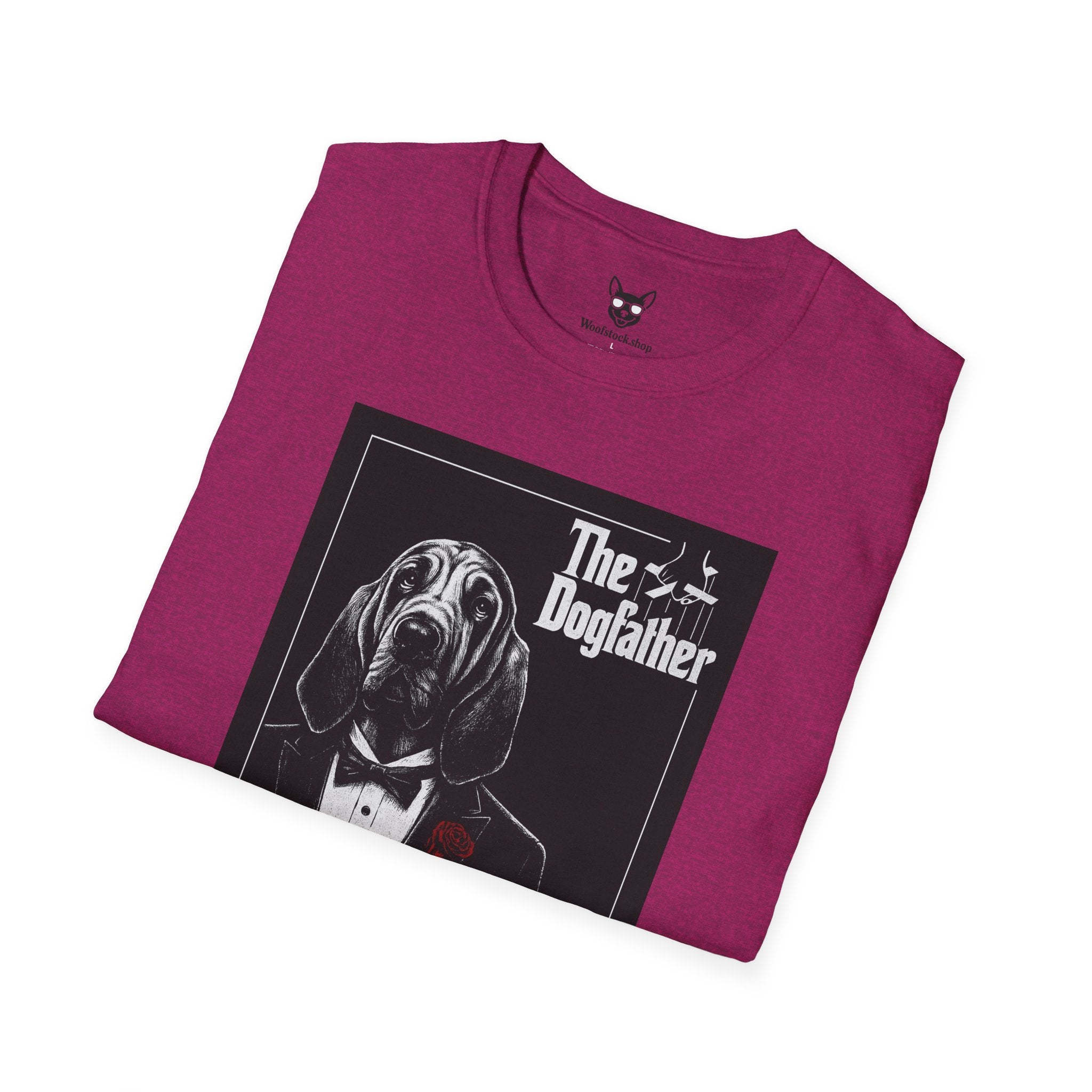 The Godfather Movie Poster Dog Parody Unisex Softstyle T-Shirt – Funny Movie Tee for Film and Dog Lovers
