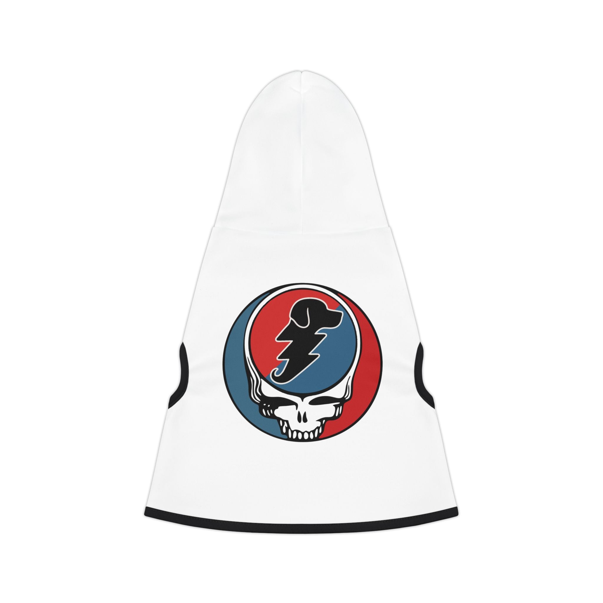 Grateful Dead Parody Hoodie for Dogs (White) -- Funny Gift for Deadheads and Dog Lovers