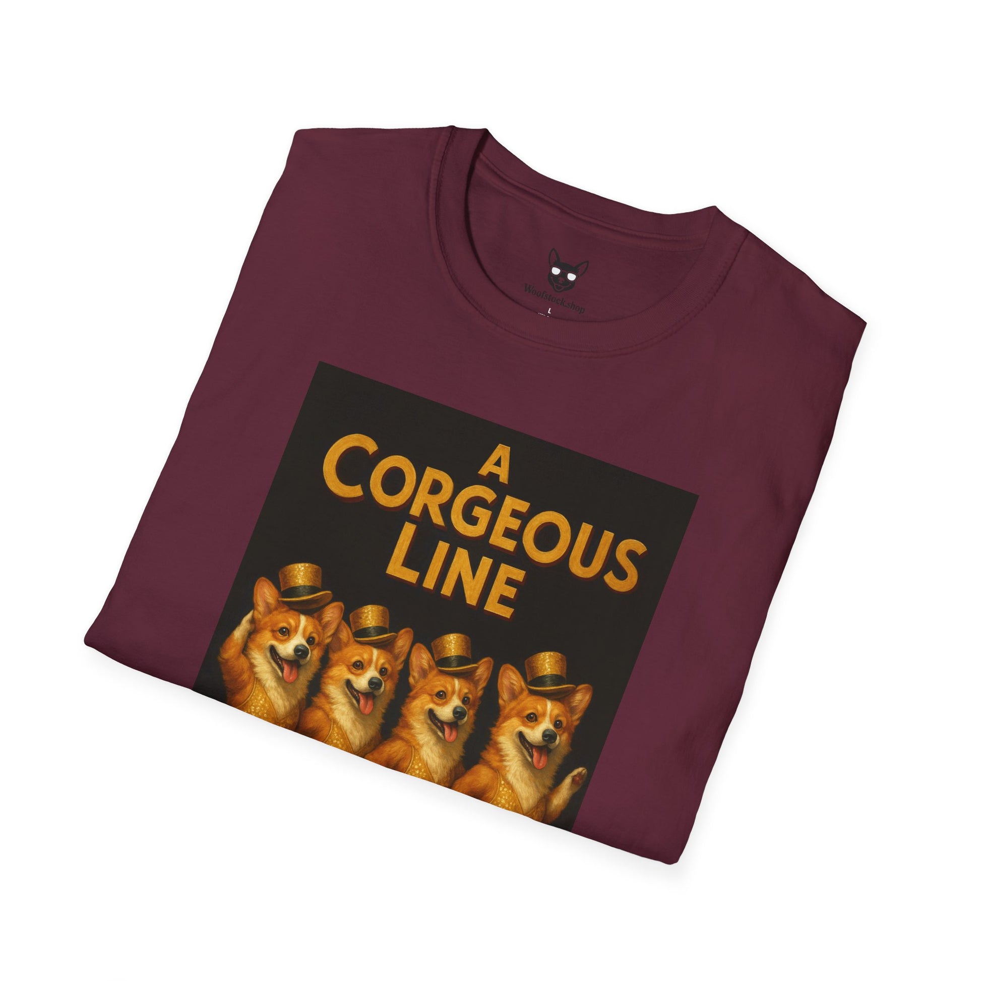 A Chorus Line Broadway Poster Dog Parody Unisex Softstyle T-Shirt -- Funny Tee for Broadway and Dog Lovers