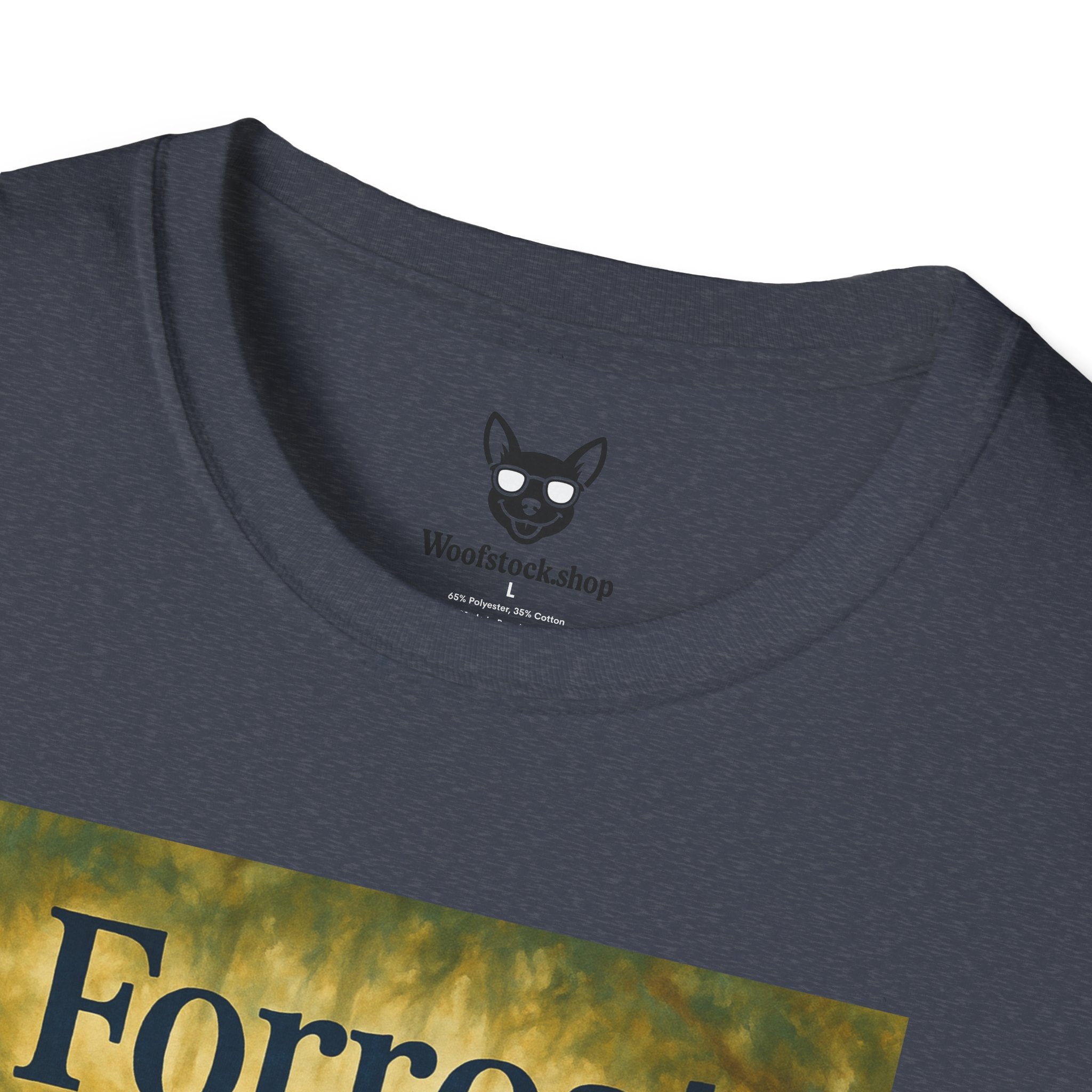 Forrest Gump Movie Poster Dog Parody Unisex Softstyle T-Shirt -- Funny Dog Movie Tee for Film and Dog Lovers