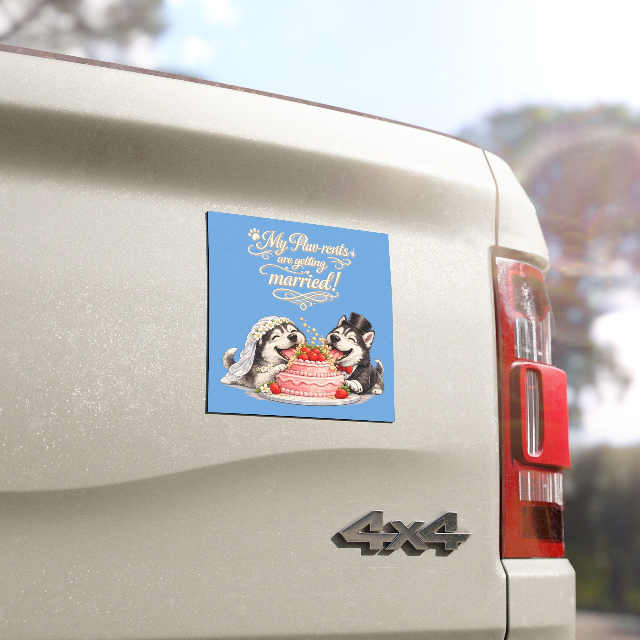 My Paw-rents Are Getting Married! Husky Retriever Wedding Car Magnet