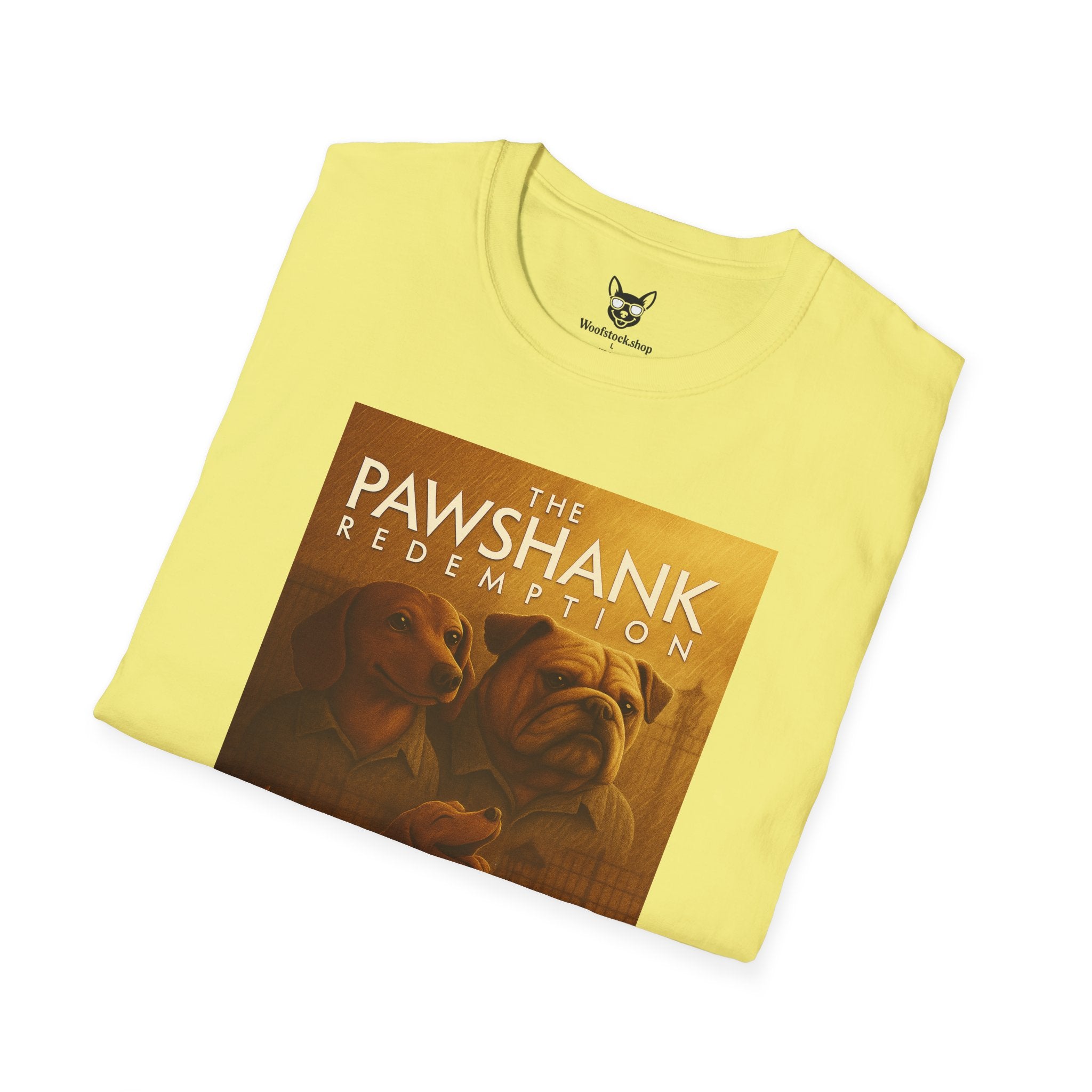 The Shawshank Redemption Movie Poster Dog Parody Unisex Softstyle T-Shirt -- Funny Dog Movie Tee for Film and Dog Lovers