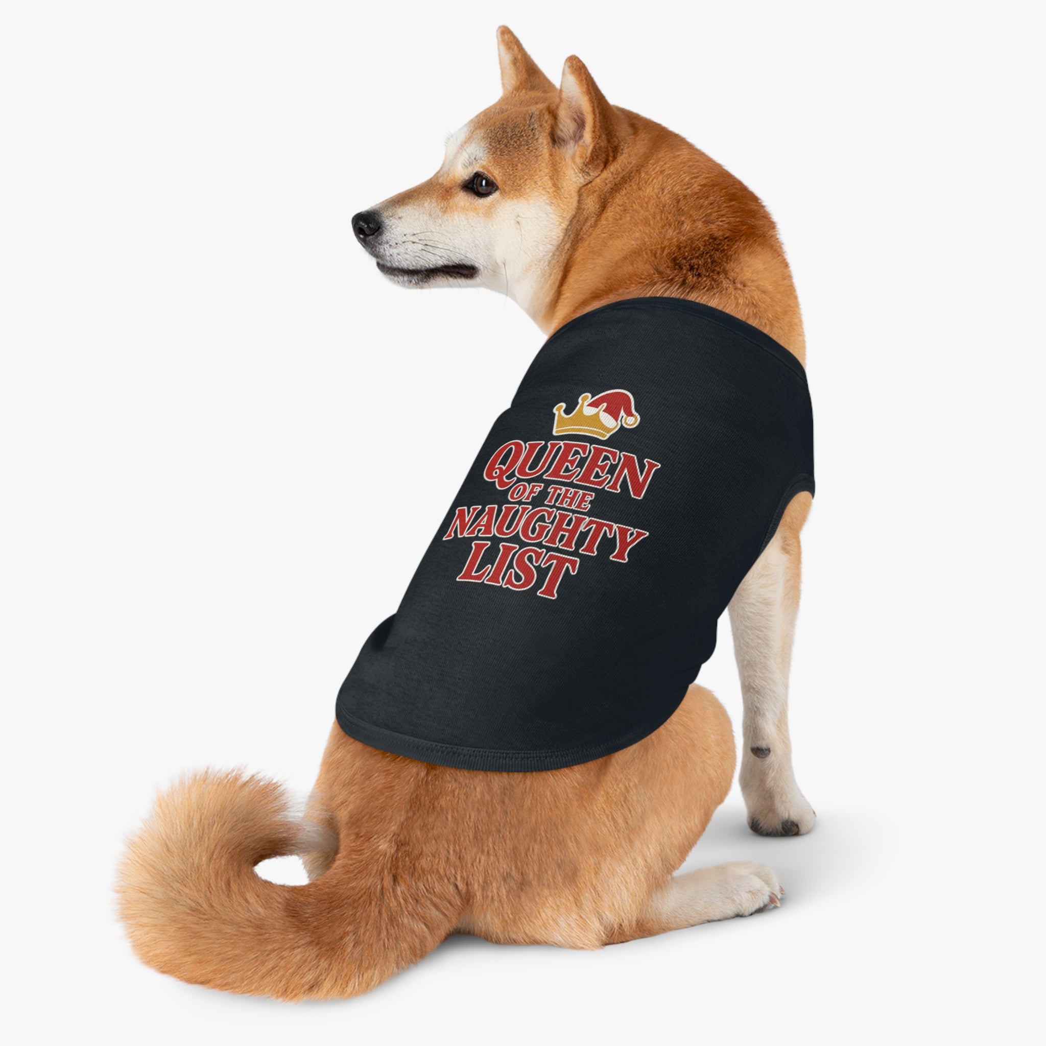 Queen of the Naughty List Dog Tank Top -- Funny Christmas Apparel for Dogs