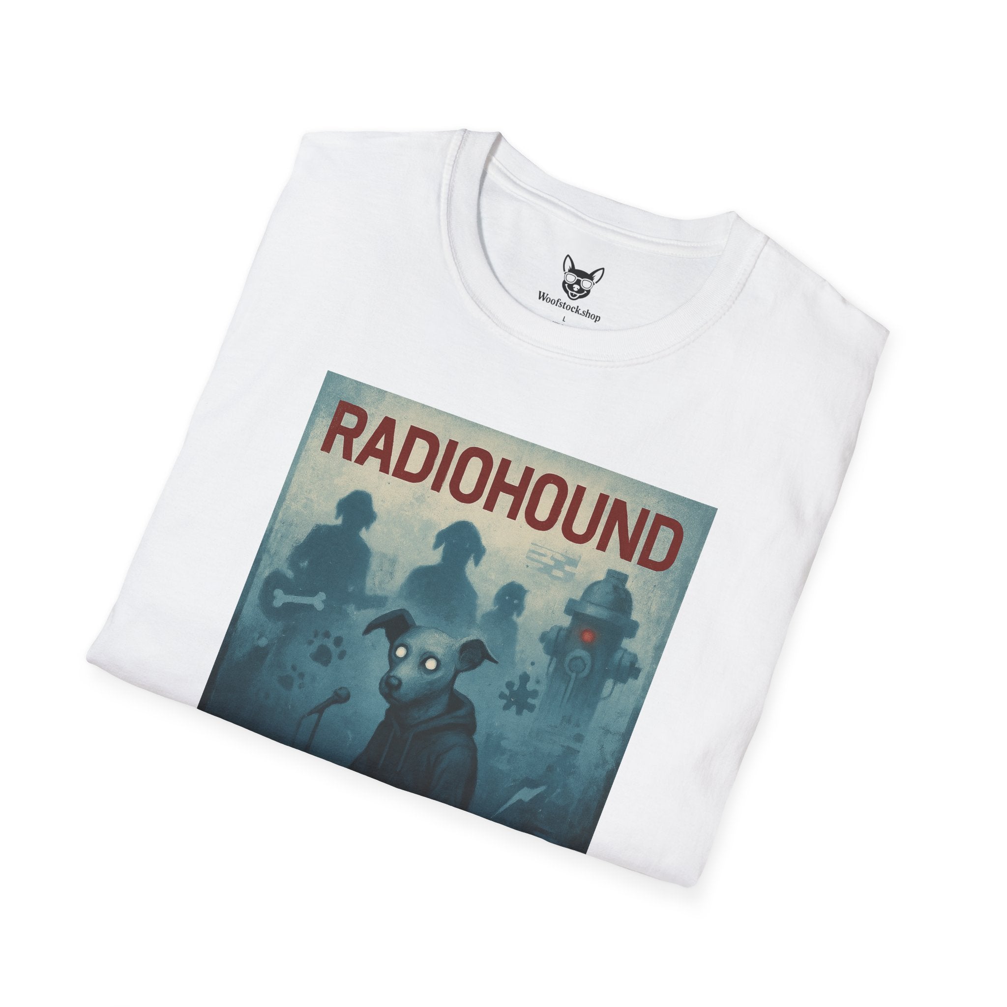 Radiohead Concert Poster Dog Parody Unisex Softstyle T-Shirt -- Funny Rock Tee for Music and Dog Lovers
