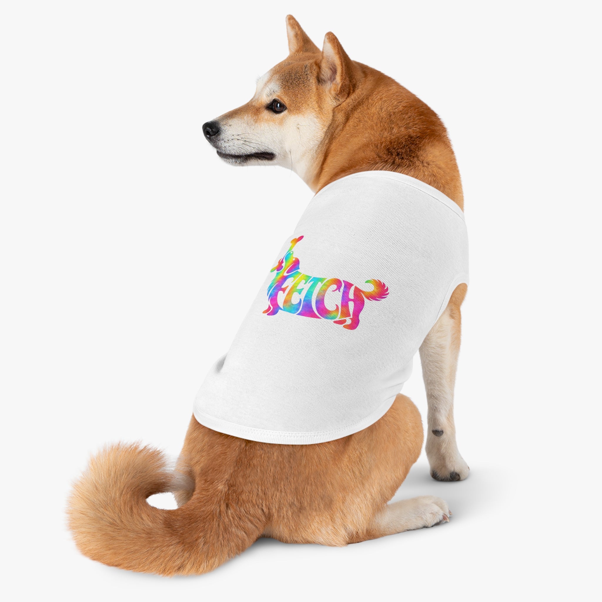 Tie-Dye "FETCH" Dog Tank Top - Colorful Retriever Graphic Pet Shirt