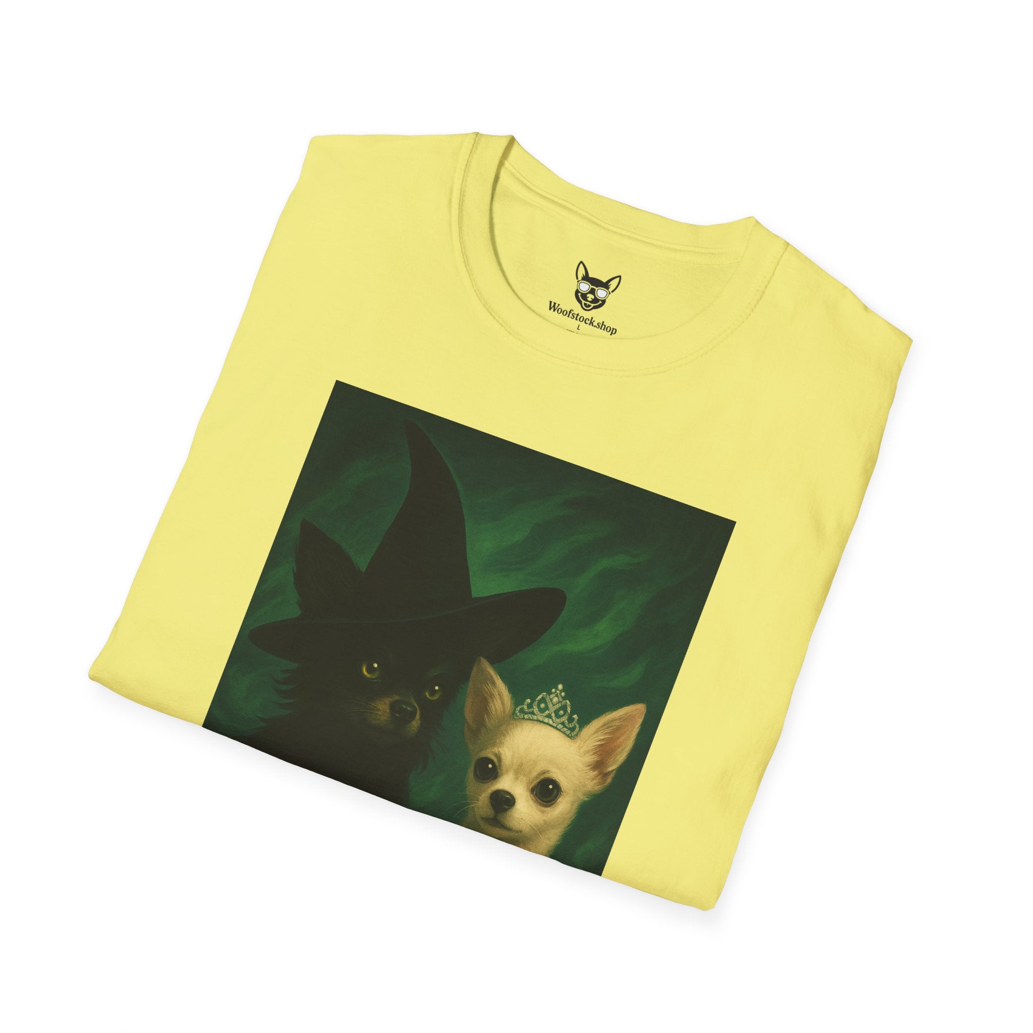 Wicked Broadway Poster Dog Parody Unisex Softstyle T-Shirt -- Funny Dog Shirt for Broadway and Dog Lovers