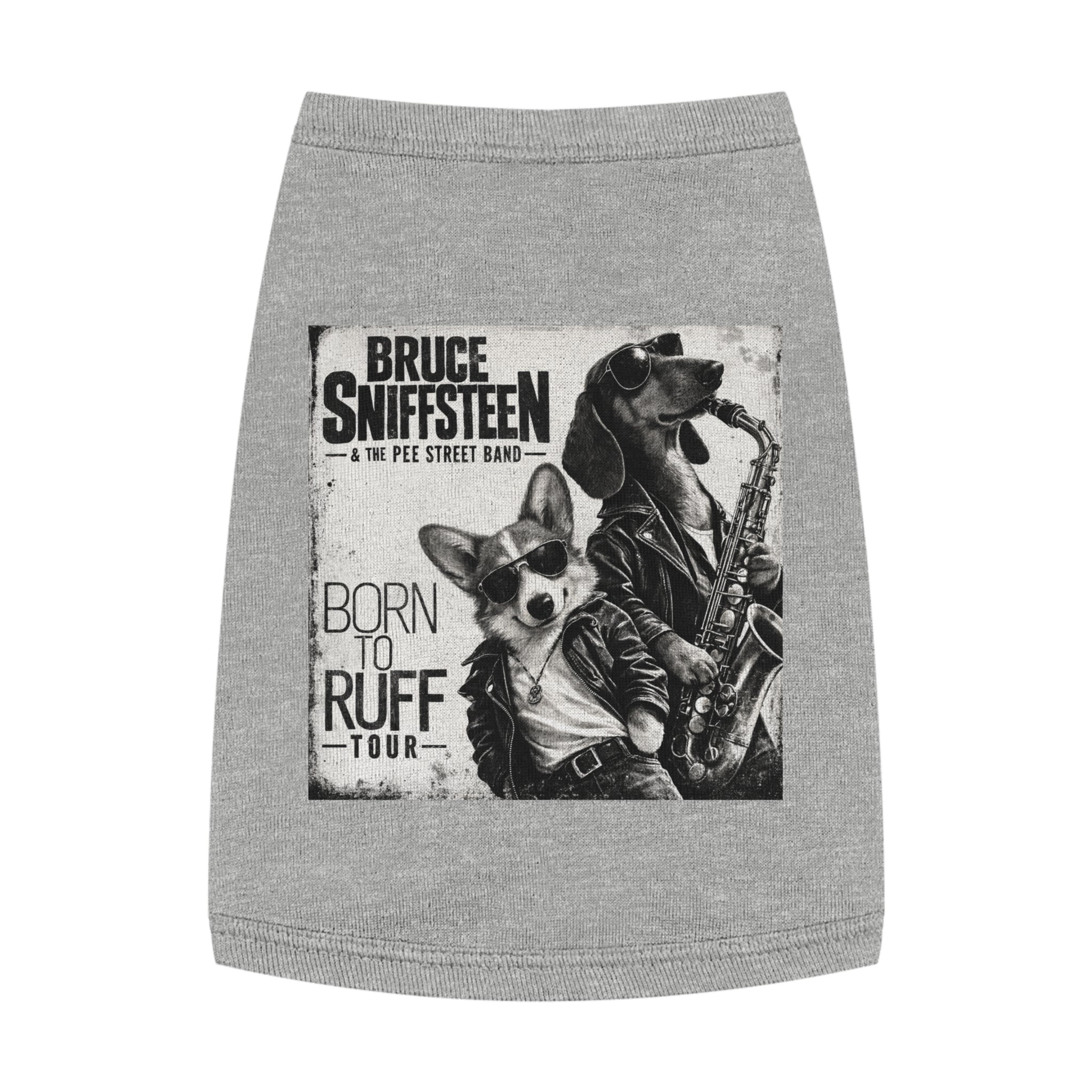Bruce Sniffsteen Pet Tank Top -- Funny Bruce Springsteen 2026 Tour Shirt Parody
