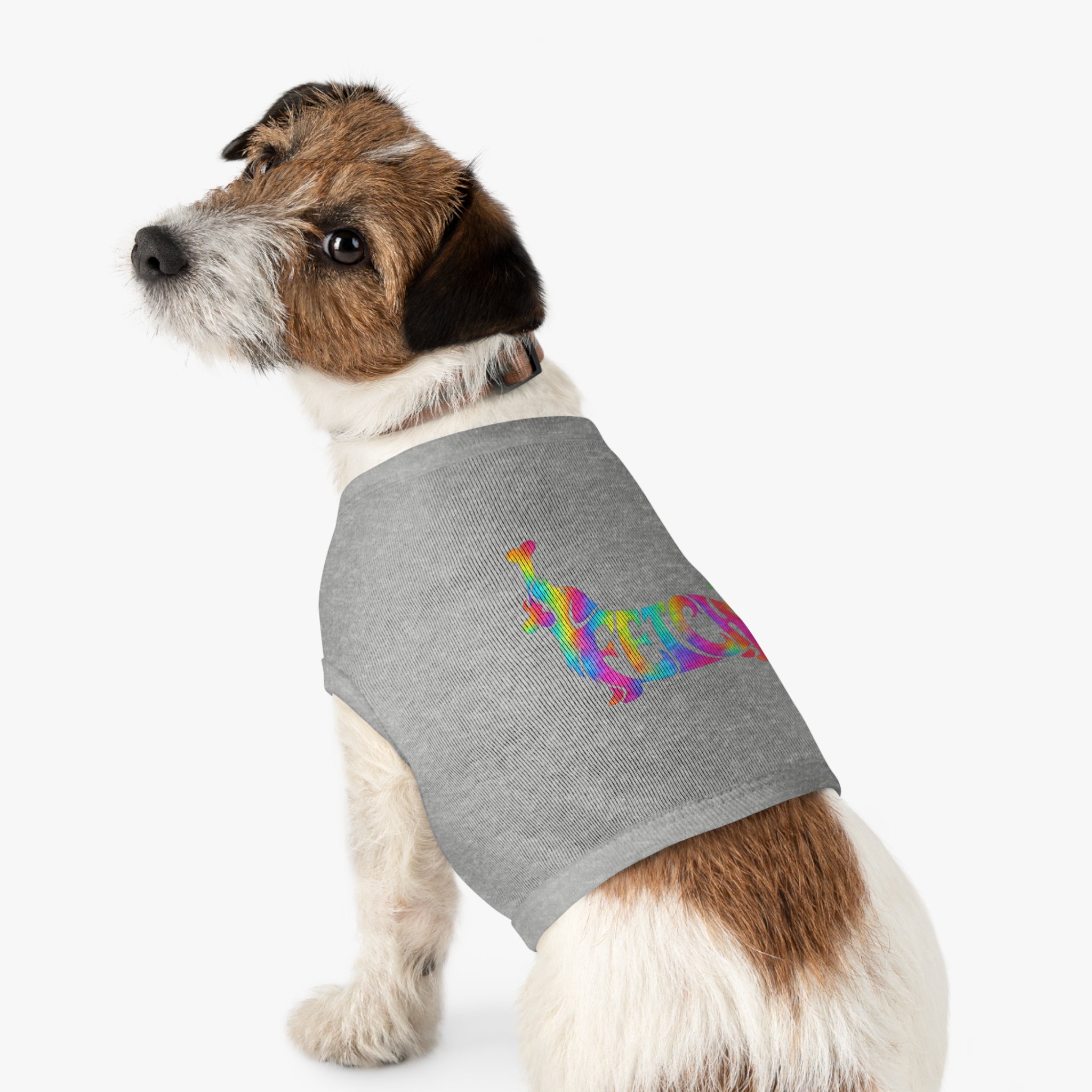 Tie-Dye "FETCH" Dog Tank Top - Colorful Retriever Graphic Pet Shirt