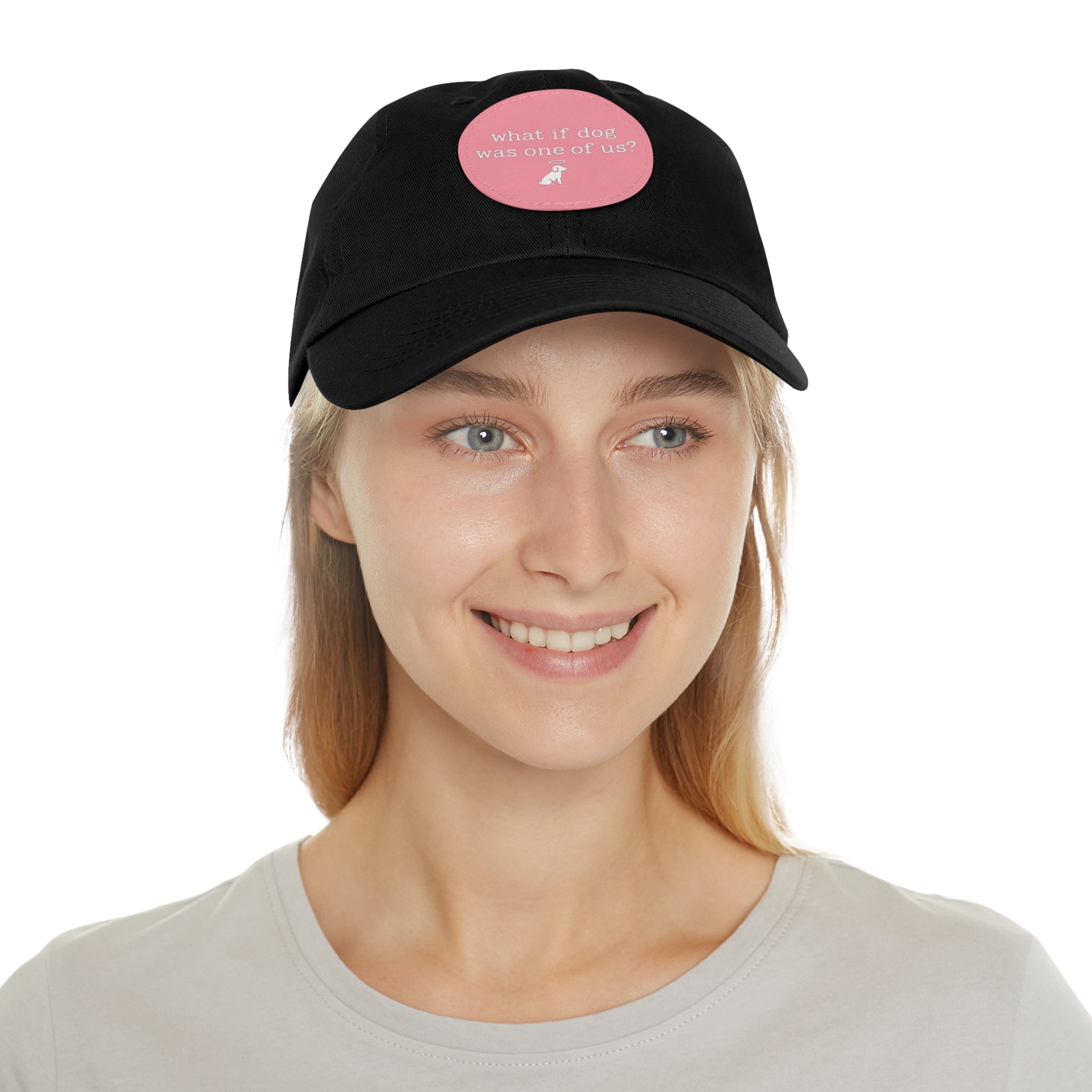 What If Dog Was One Of Us? Dad Hat with Leather Patch (Round)