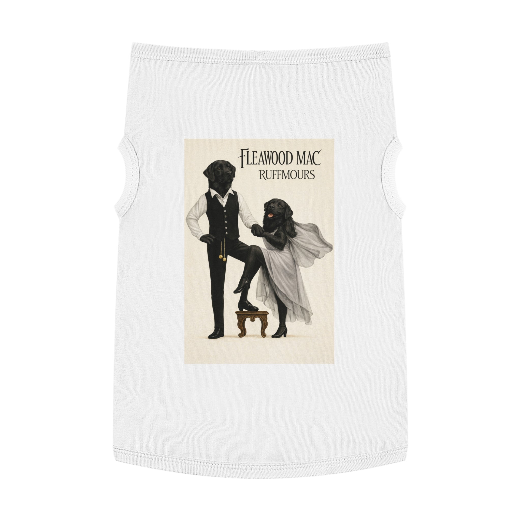 Fleetwoof Mac Ruffmours Pet Tank Top (Black Labs) -- Funny Fleetwood Mac Parody Shirt for Dogs Lovers