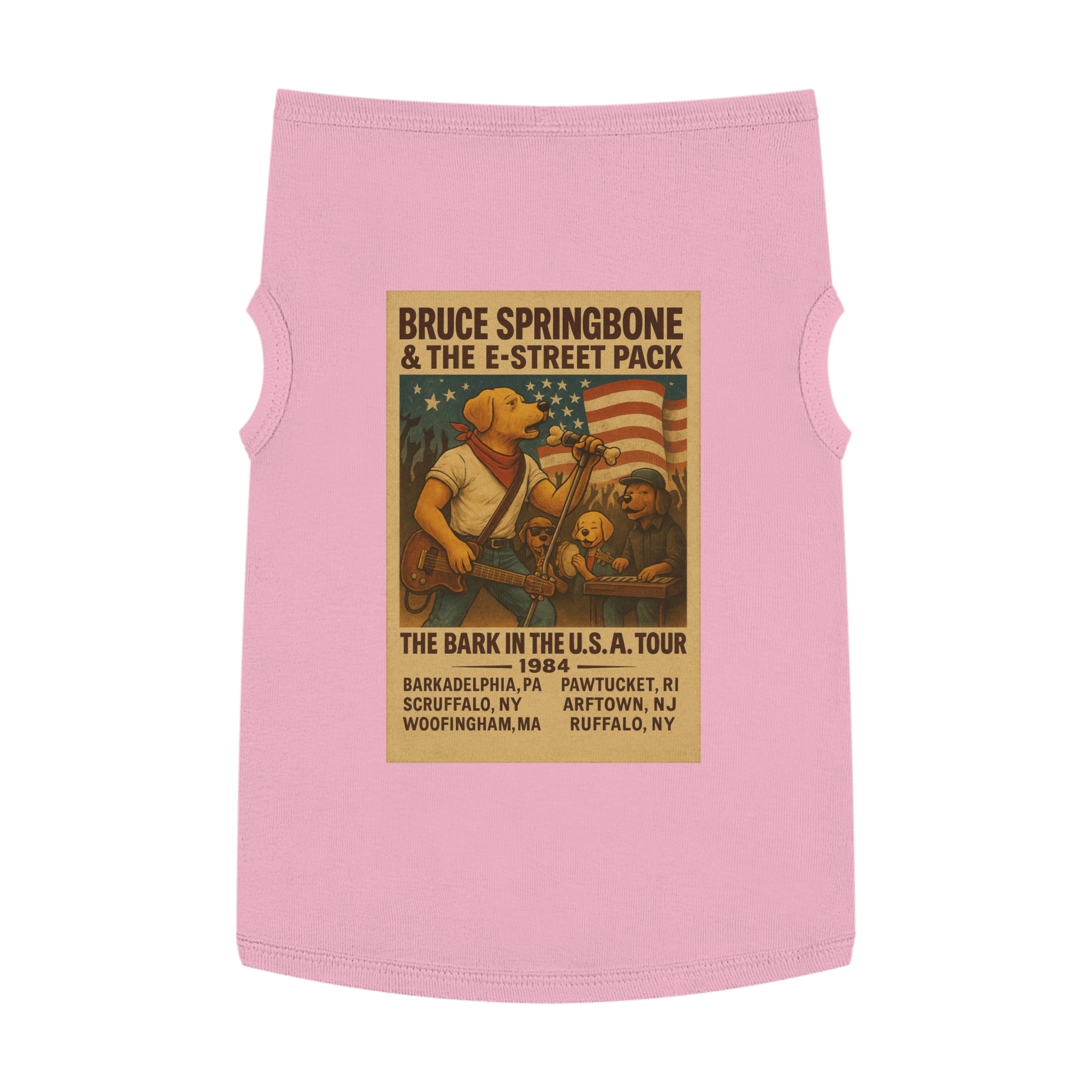 Bruce Springbone Pug Pet Tank Top-- Funny Parody Concert Shirt for Dog Lovers