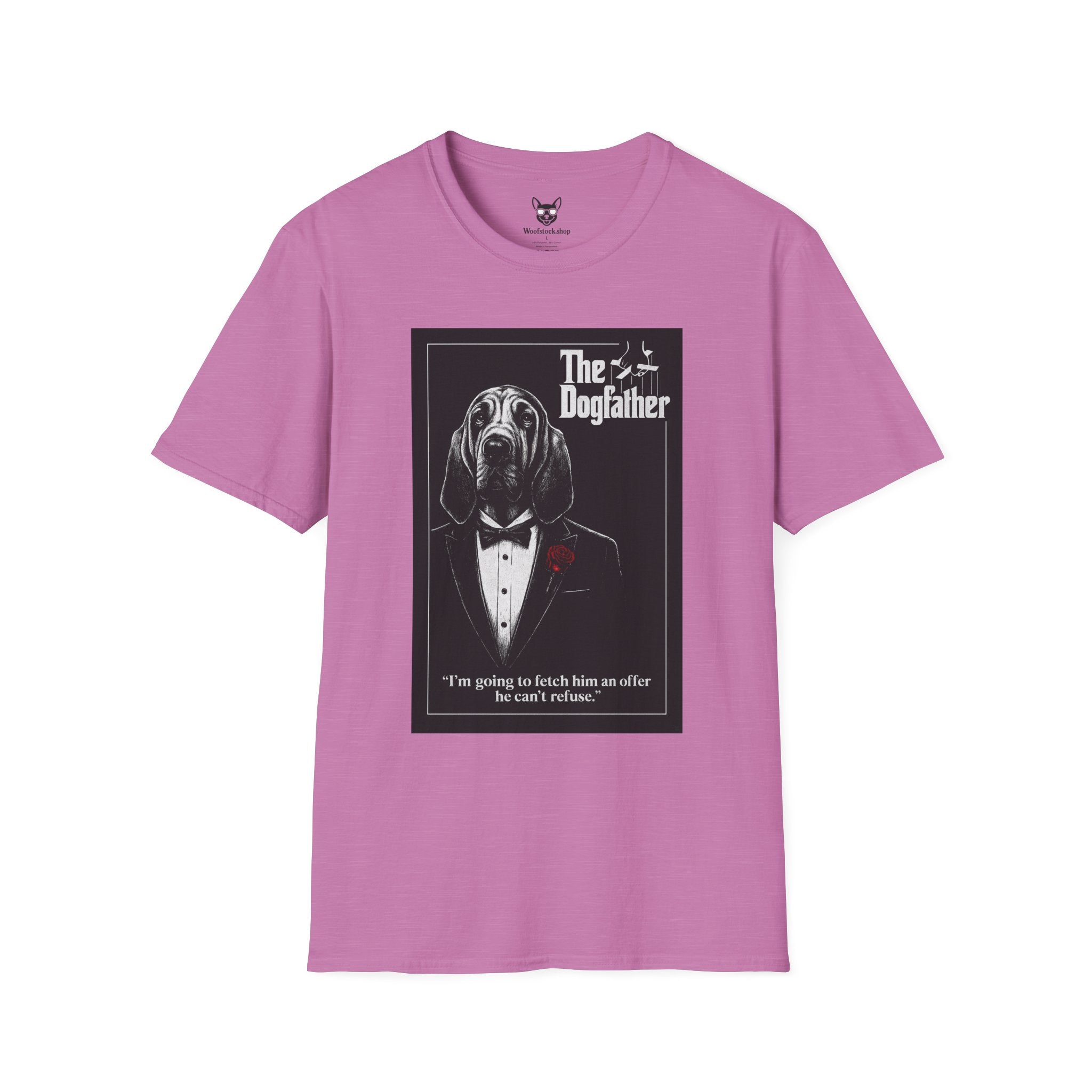 The Godfather Movie Poster Dog Parody Unisex Softstyle T-Shirt – Funny Movie Tee for Film and Dog Lovers