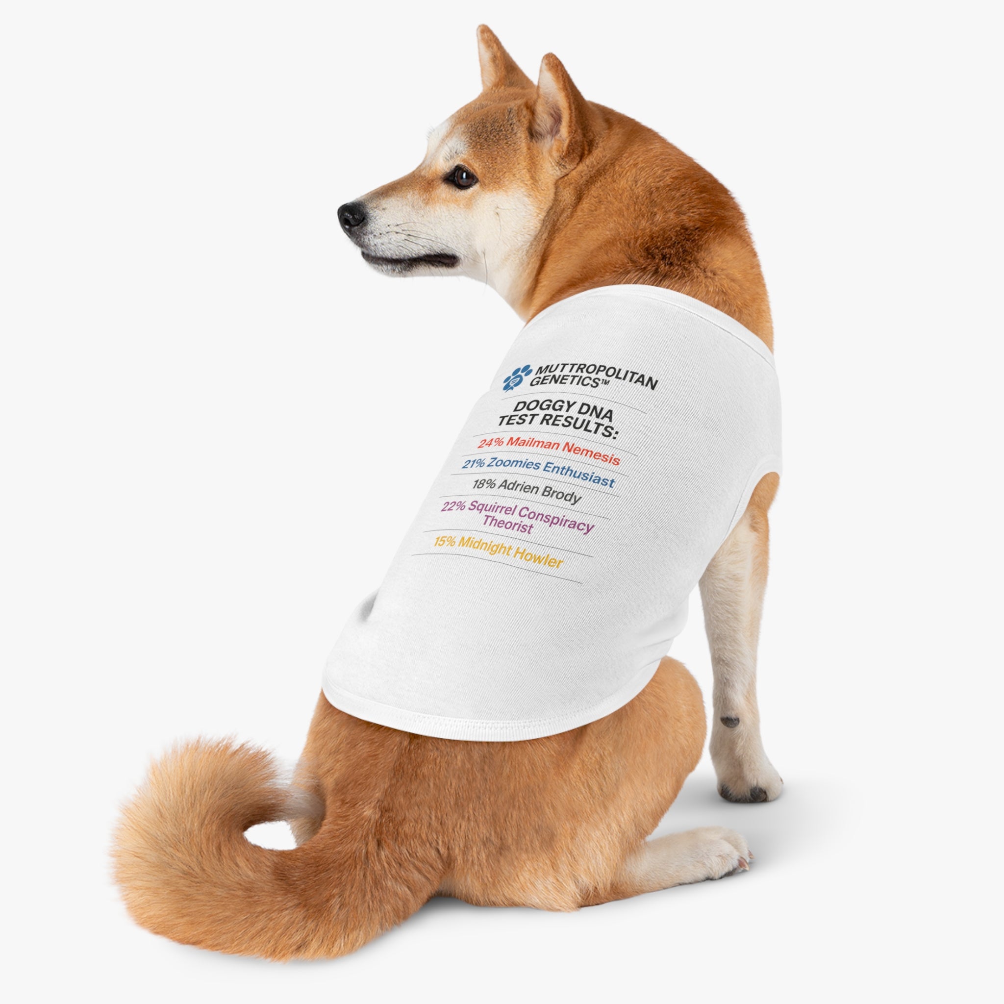 Doggy DNA Test Results Pet Tank Top Version 3 -- Funny Gift For Dogs and Dog Owners