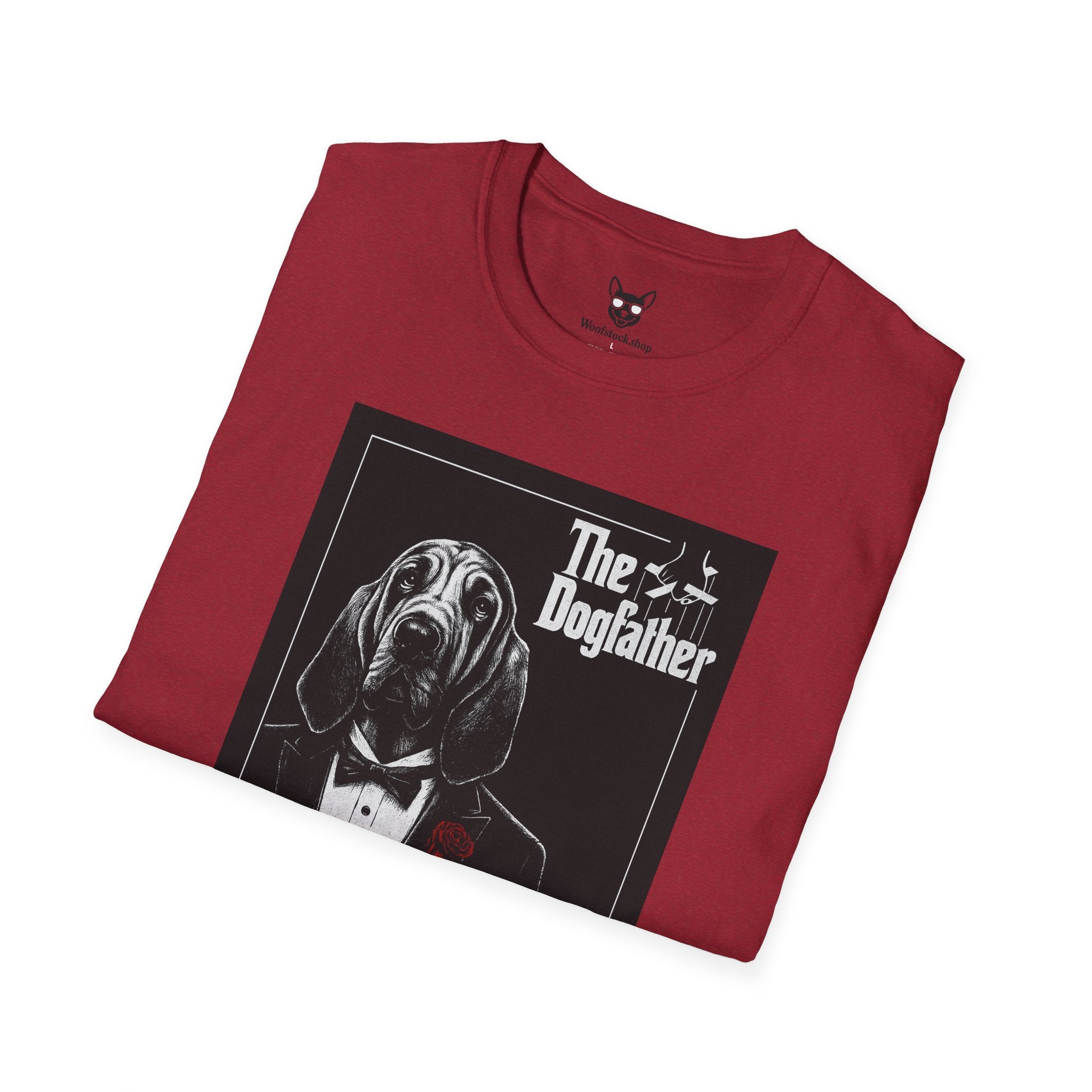 The Godfather Movie Poster Dog Parody Unisex Softstyle T-Shirt – Funny Movie Tee for Film and Dog Lovers