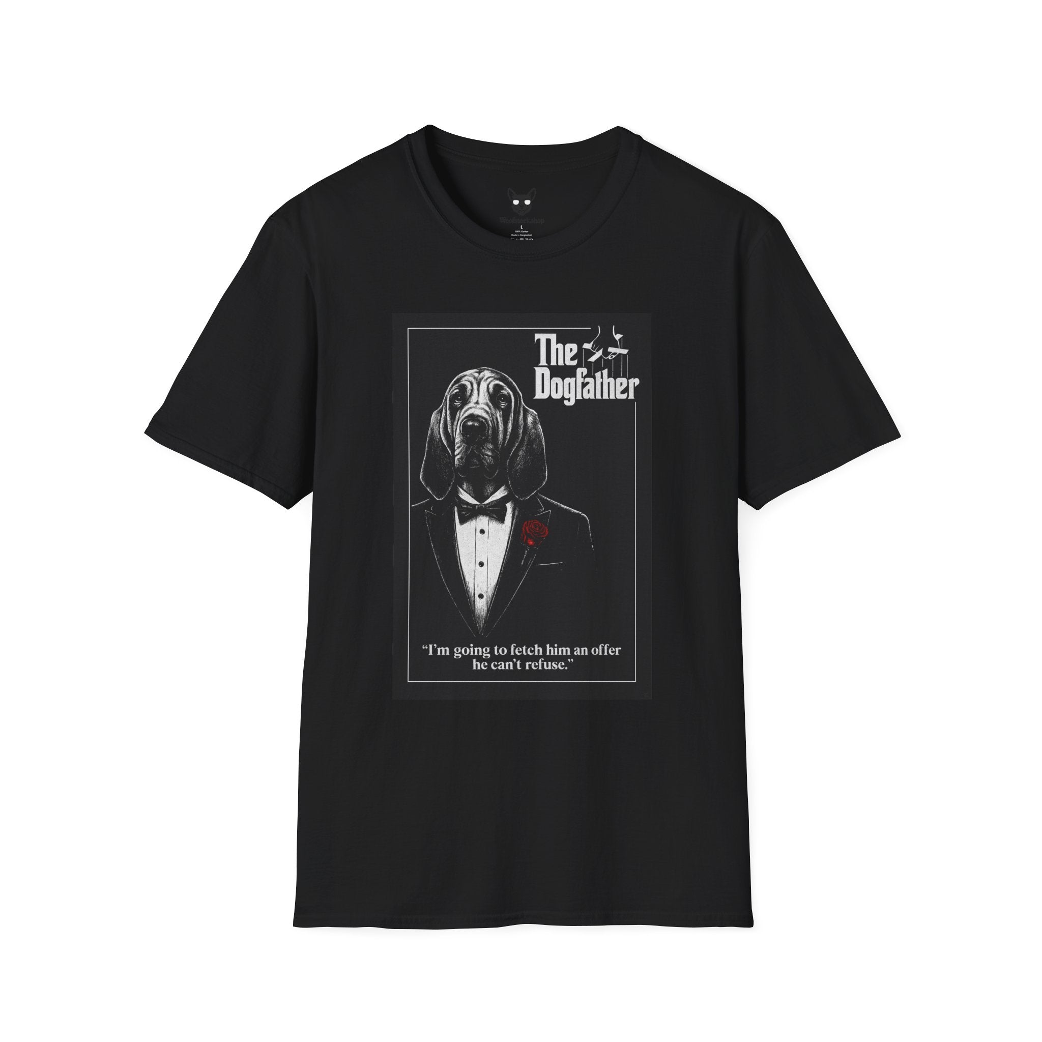 The Godfather Movie Poster Dog Parody Unisex Softstyle T-Shirt – Funny Movie Tee for Film and Dog Lovers