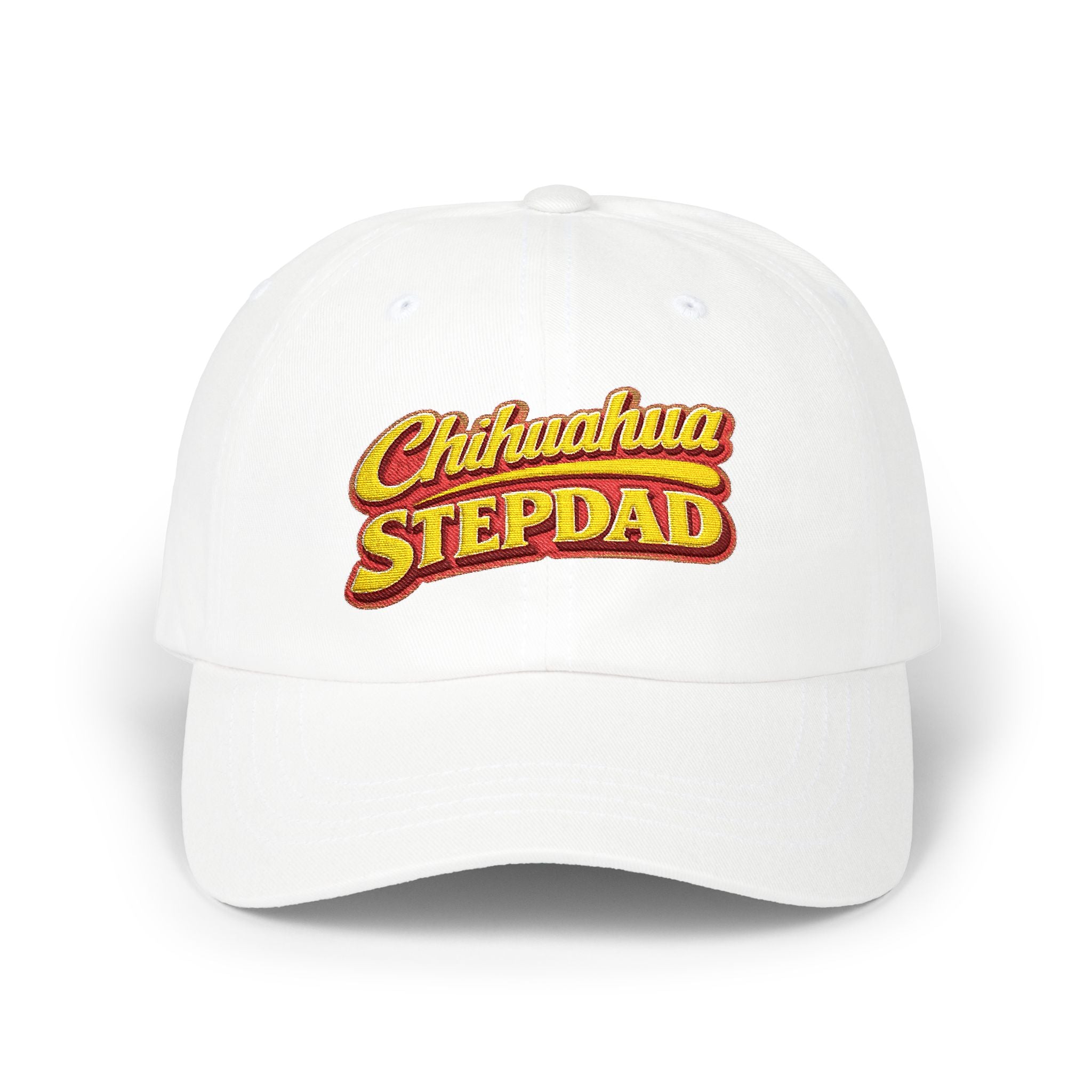 Chihuahua Dachshund Stepdad Dad Cap — Embroidered White Baseball Hat for Dog Lovers