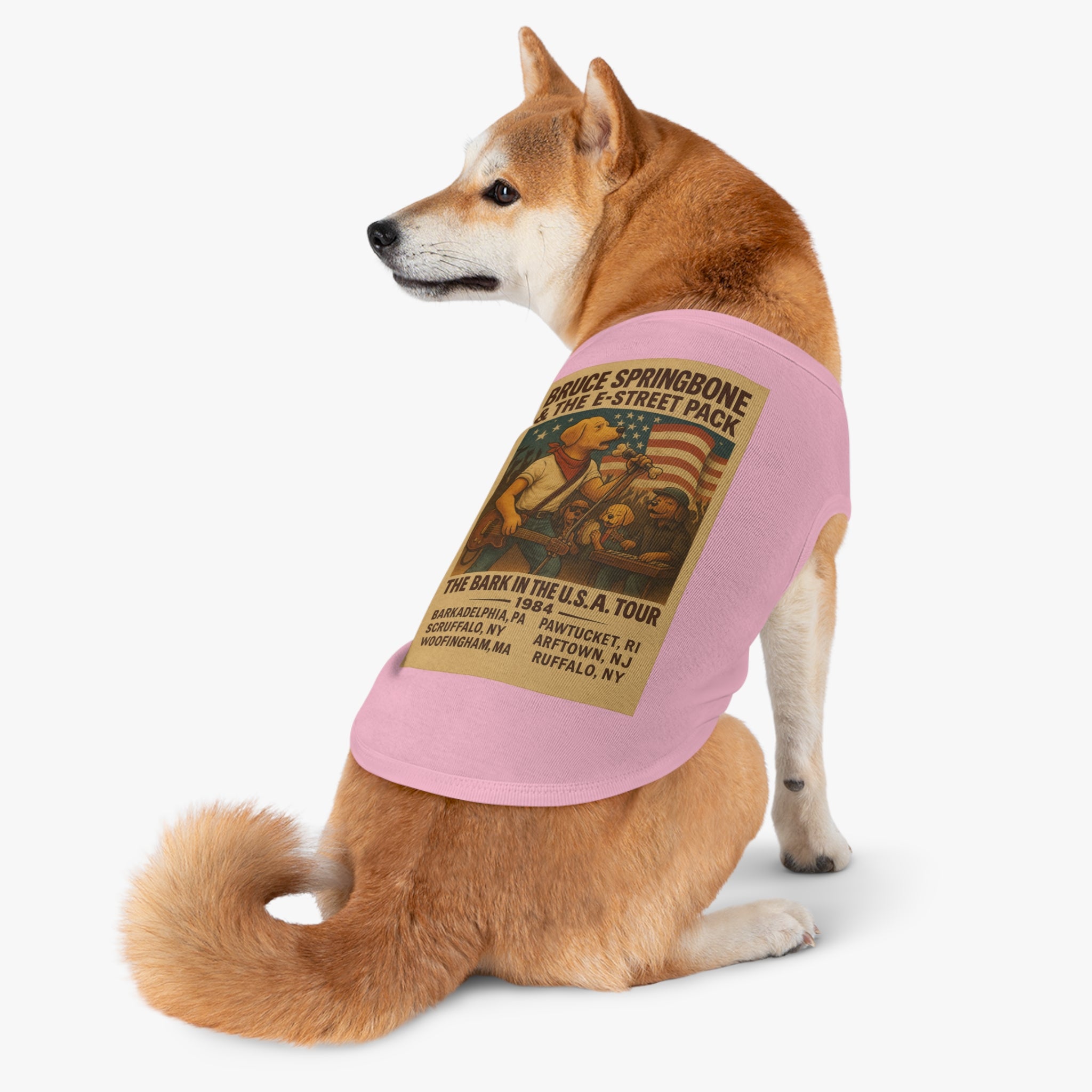 Bruce Springbone Pug Pet Tank Top-- Funny Parody Concert Shirt for Dog Lovers