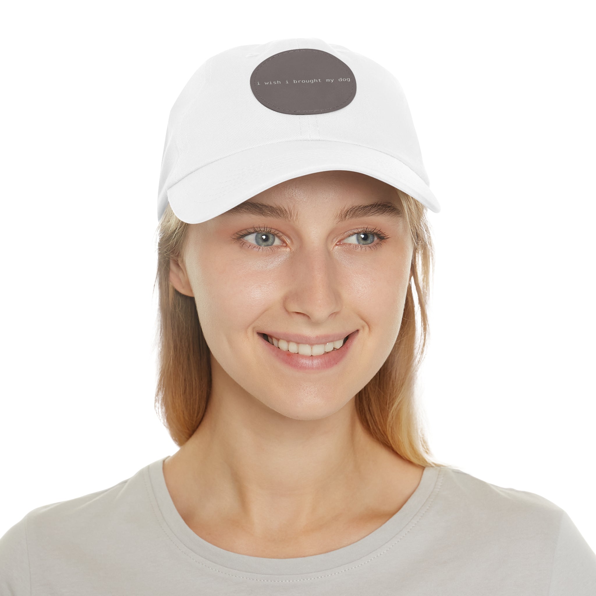 I Wish I Brought My Dog Dad Hat with Leather Patch (Round) -- Funny Hat for Dog Lovers