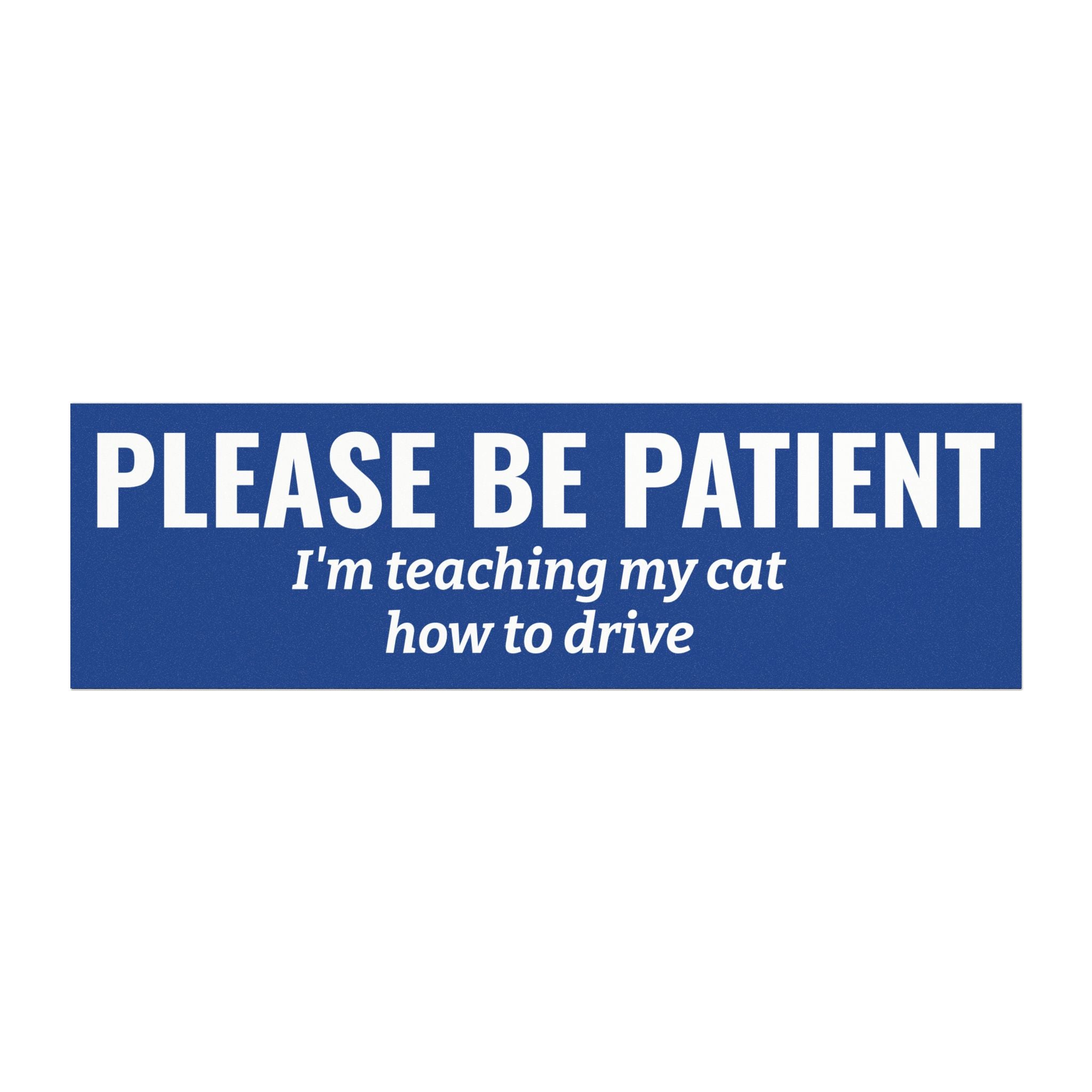 Please Be Patient, I'm Teaching My Cat How to Drive Bumper Magnet (BLUE)