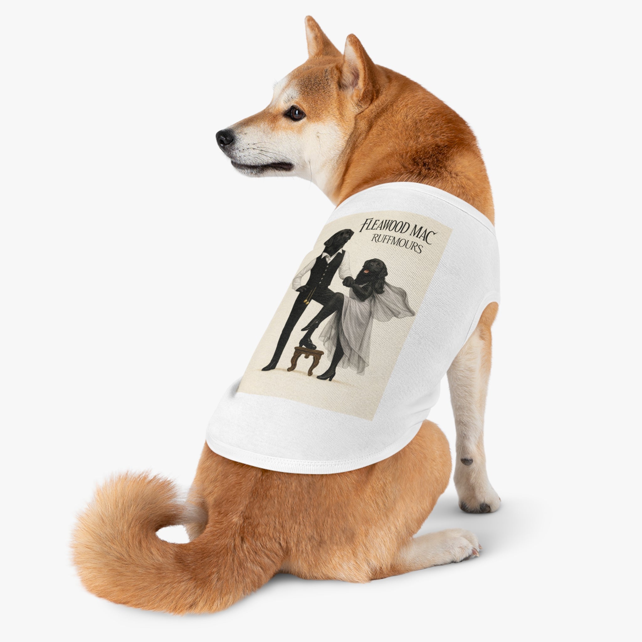 Fleetwoof Mac Ruffmours Pet Tank Top (Black Labs) -- Funny Fleetwood Mac Parody Shirt for Dogs Lovers