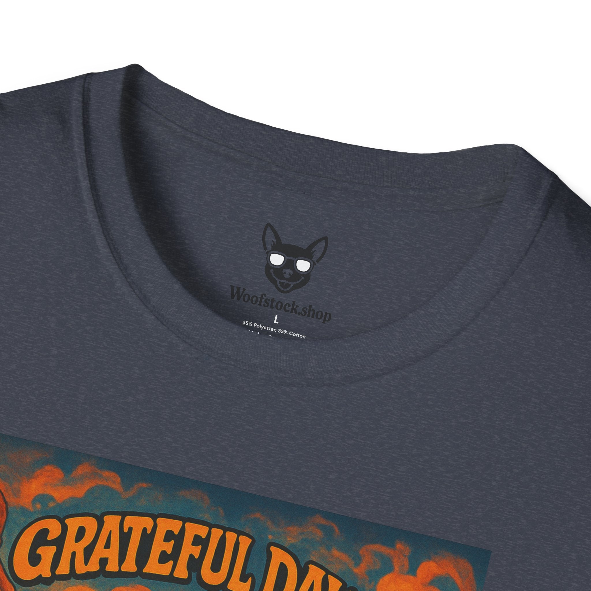 Grateful Dead Concert Poster Dog Parody Unisex Softstyle T-Shirt – Funny Tee for Music and Dog Lovers