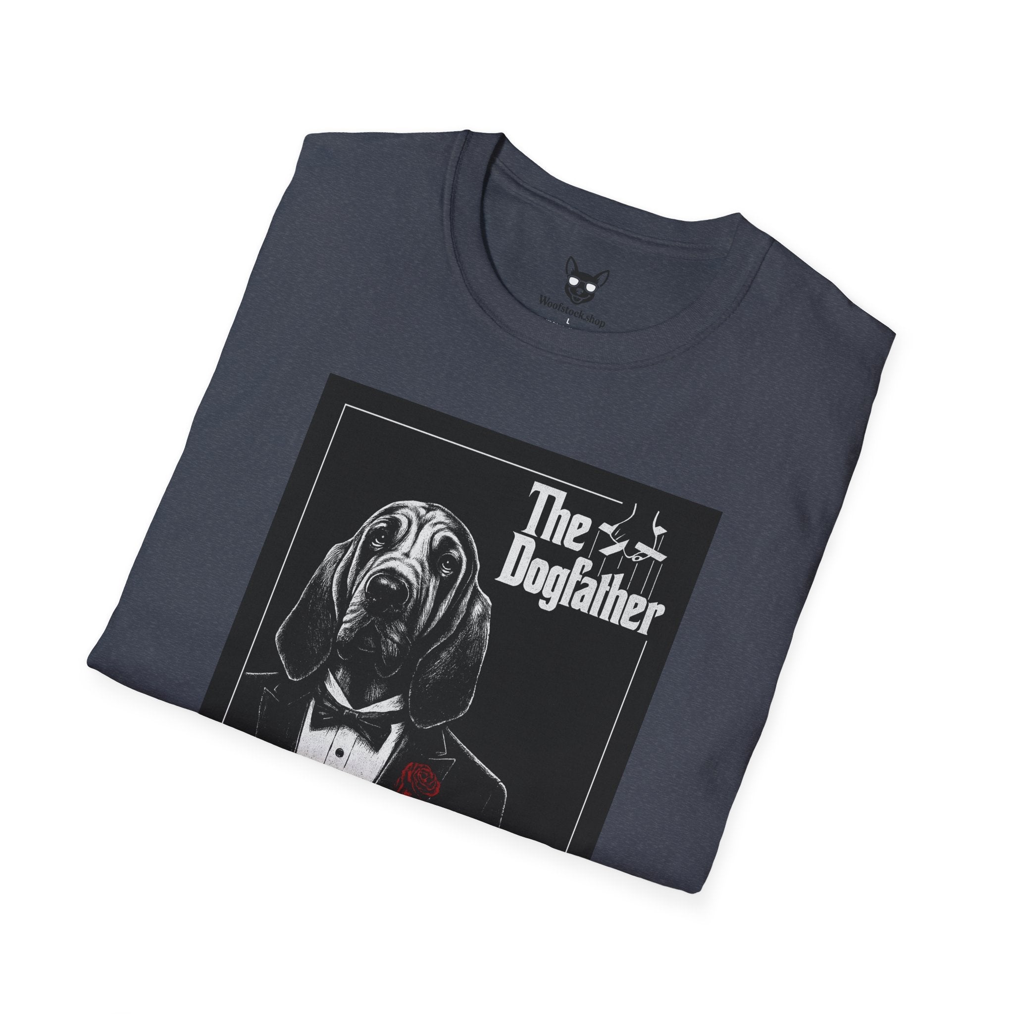 The Godfather Movie Poster Dog Parody Unisex Softstyle T-Shirt – Funny Movie Tee for Film and Dog Lovers