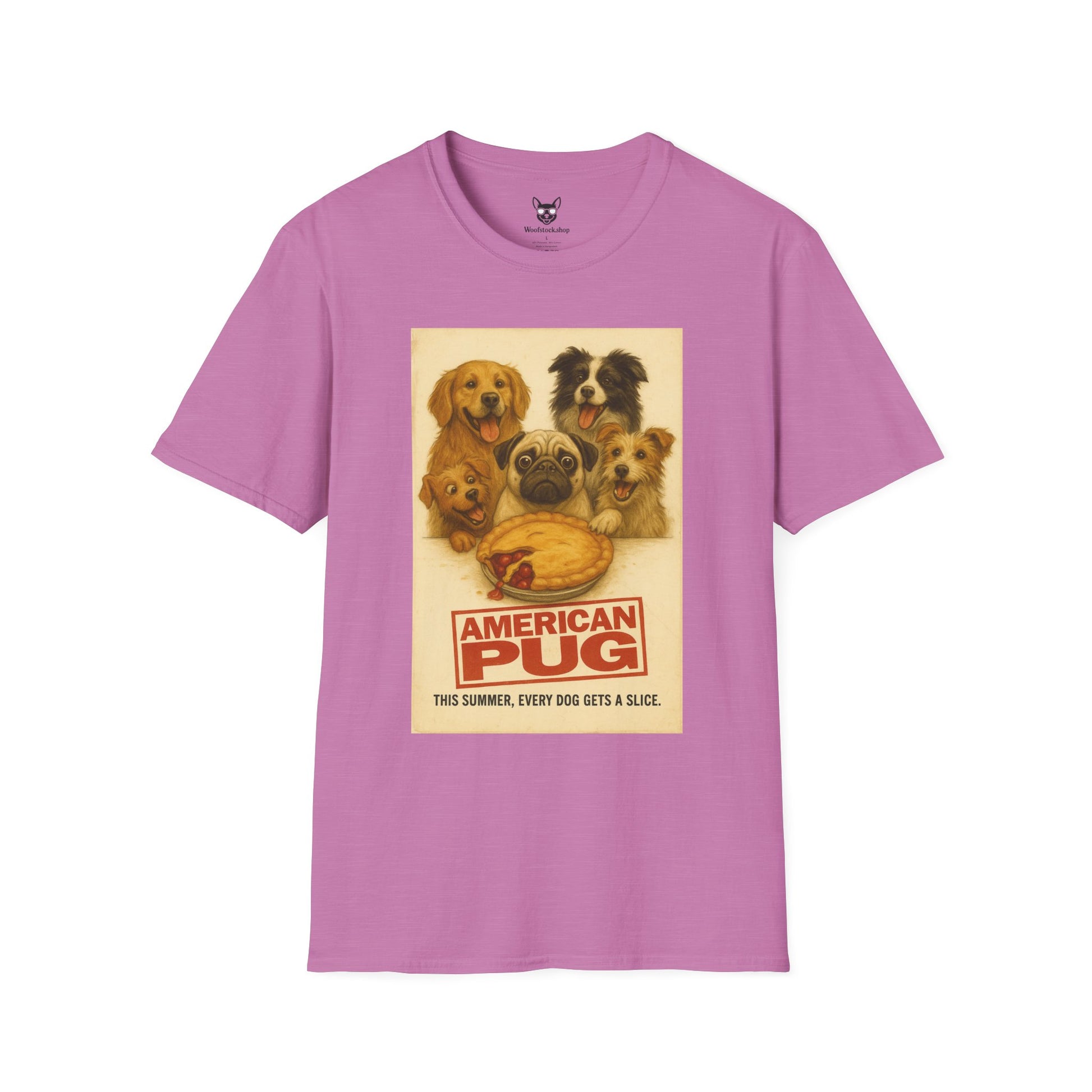 American Pie Movie Poster Dog Parody Unisex Softstyle T-Shirt -- Funny Dog Movie Tee for Film and Dog Lovers