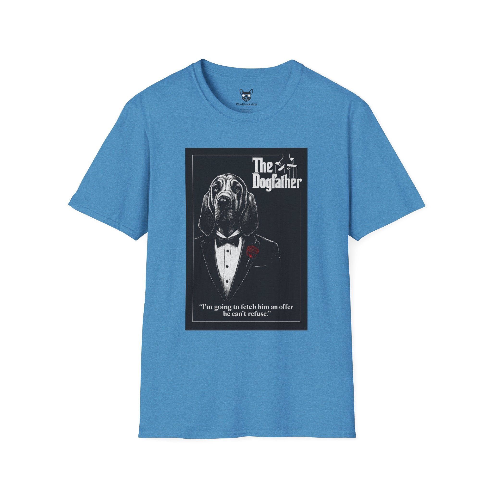The Godfather Movie Poster Dog Parody Unisex Softstyle T-Shirt – Funny Movie Tee for Film and Dog Lovers