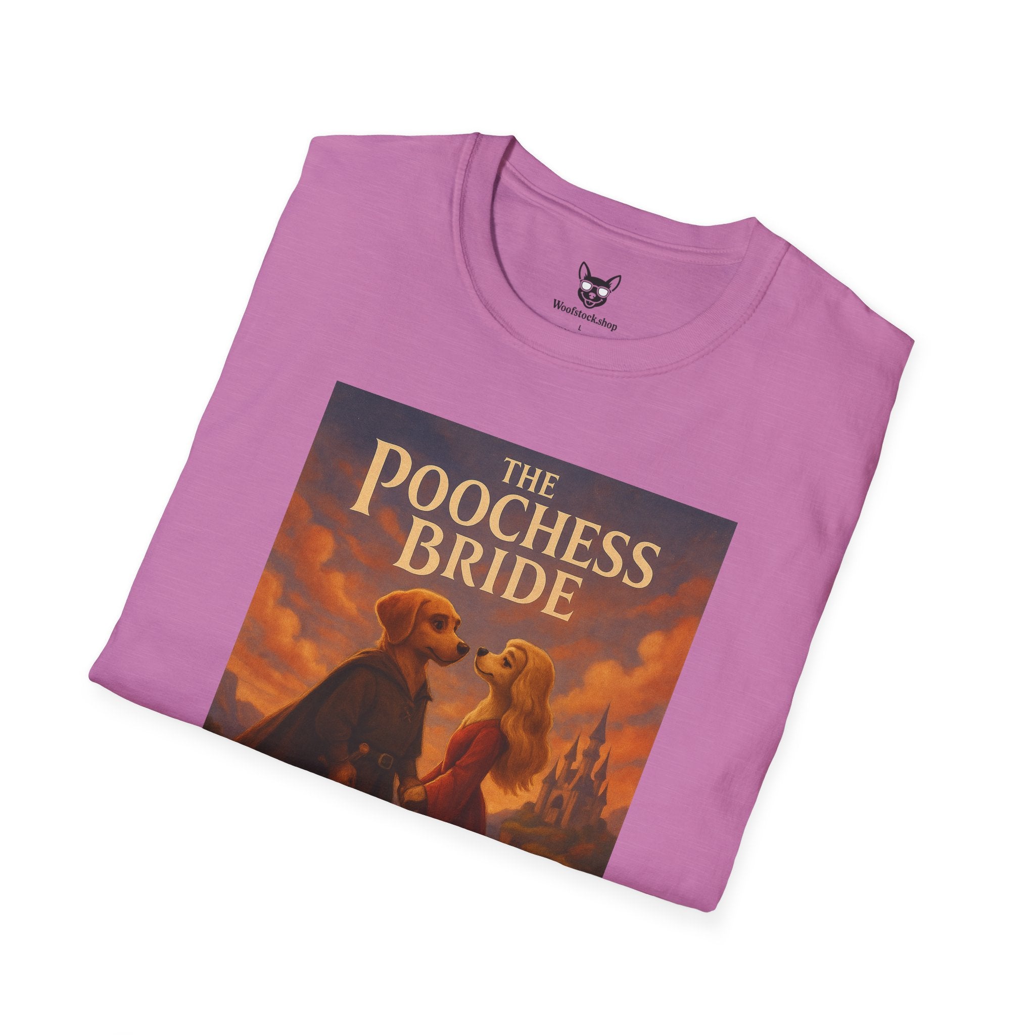 The Princess Bride Poster Dog Parody Unisex Softstyle T-Shirt -- Funny Audrey Hepburn Movie Tee for Film and Dog Lovers