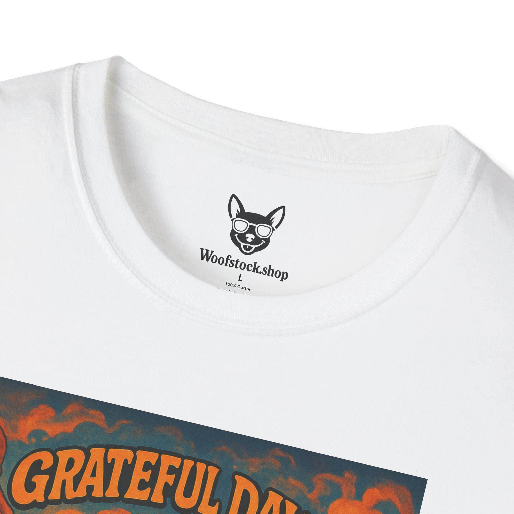 Grateful Dead Concert Poster Dog Parody Unisex Softstyle T-Shirt – Funny Tee for Music and Dog Lovers