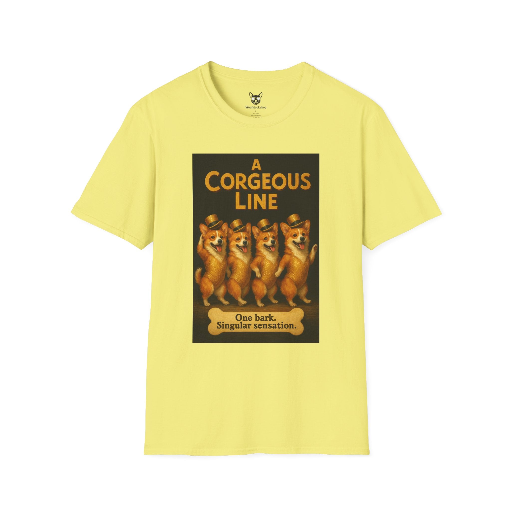 A Chorus Line Broadway Poster Dog Parody Unisex Softstyle T-Shirt -- Funny Tee for Broadway and Dog Lovers