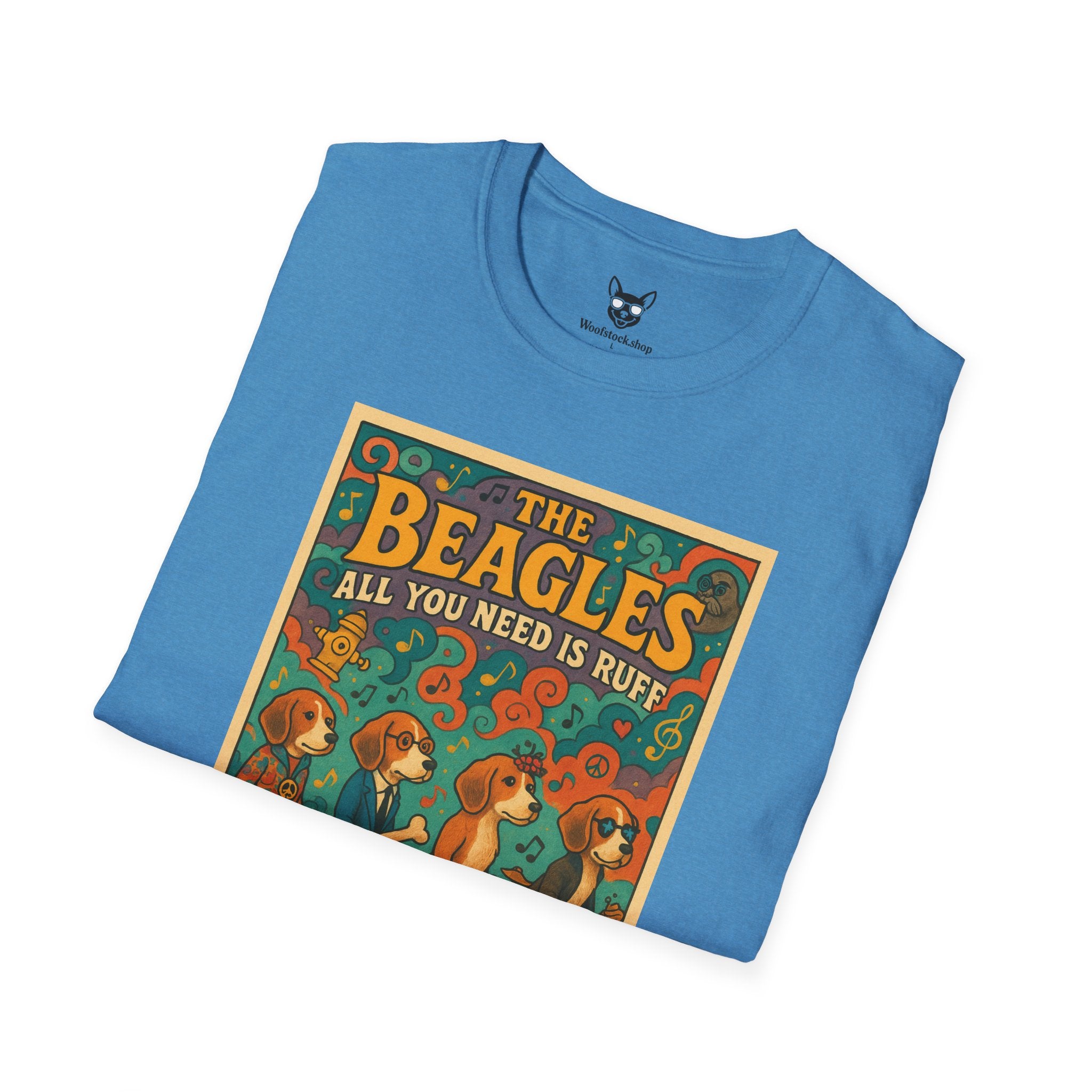 The Beatles Concert Poster Dog Parody Unisex Softstyle T-Shirt -- Funny Dog Concert Tee for Music and Dog Lovers