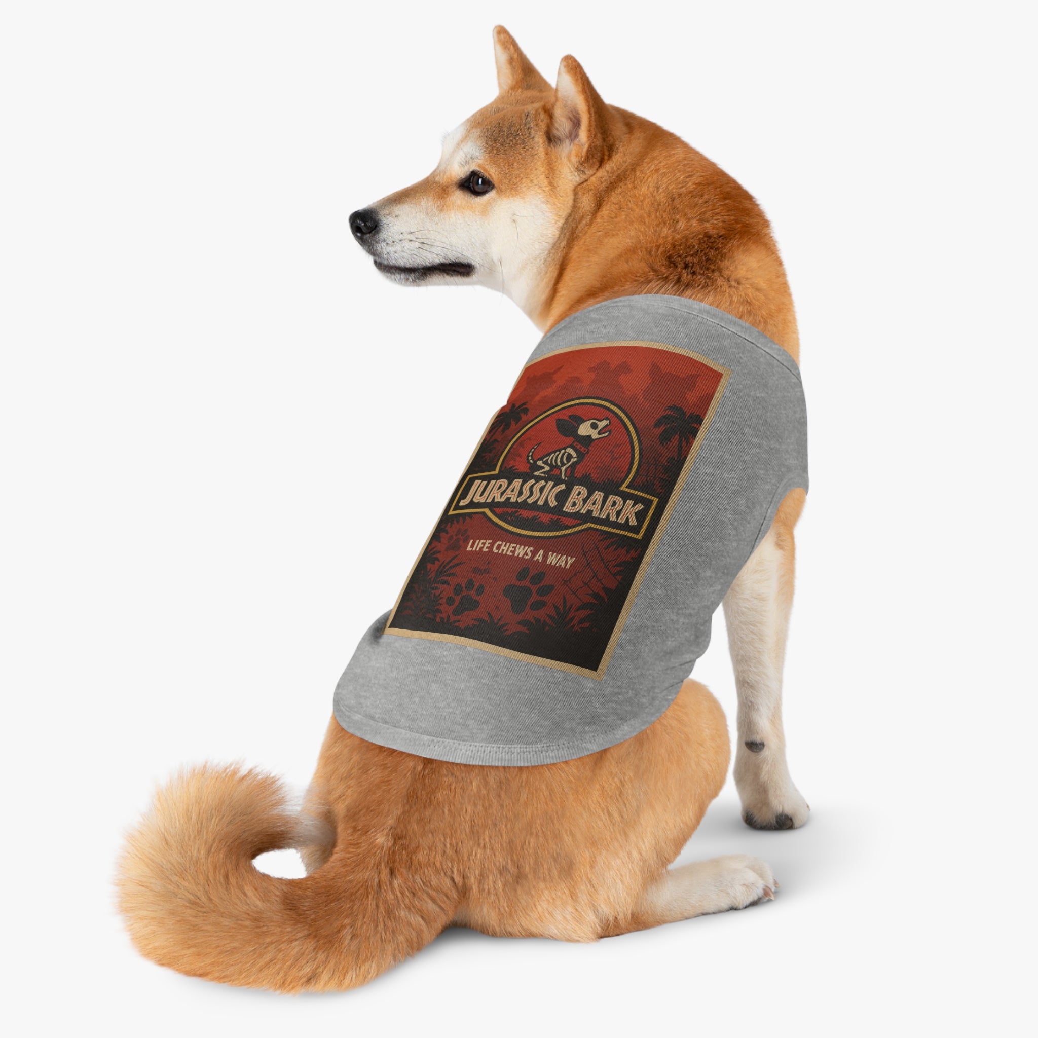 Jurassic Bark Pet Tank Top-- Funny "Jurassic Park" Parody Shirt for Dog Lovers