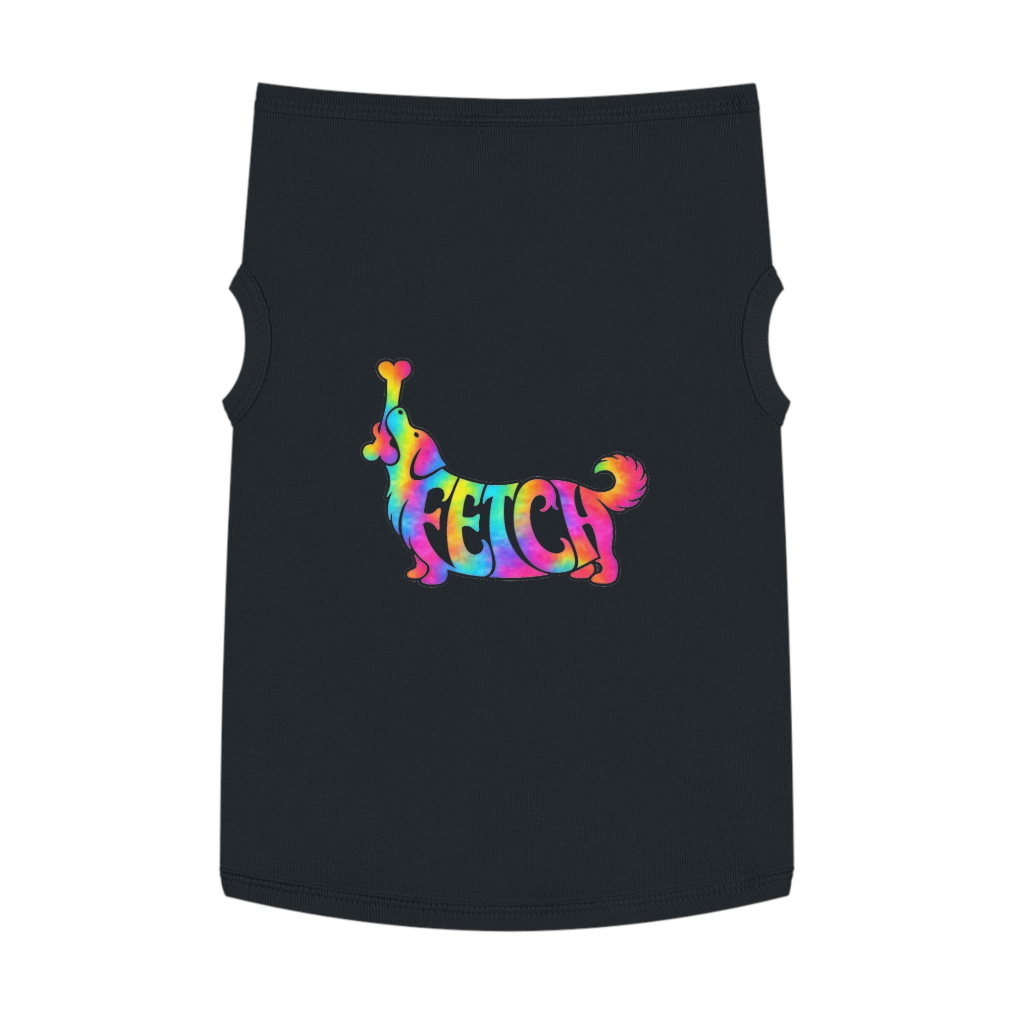 Tie-Dye "FETCH" Dog Tank Top - Colorful Retriever Graphic Pet Shirt