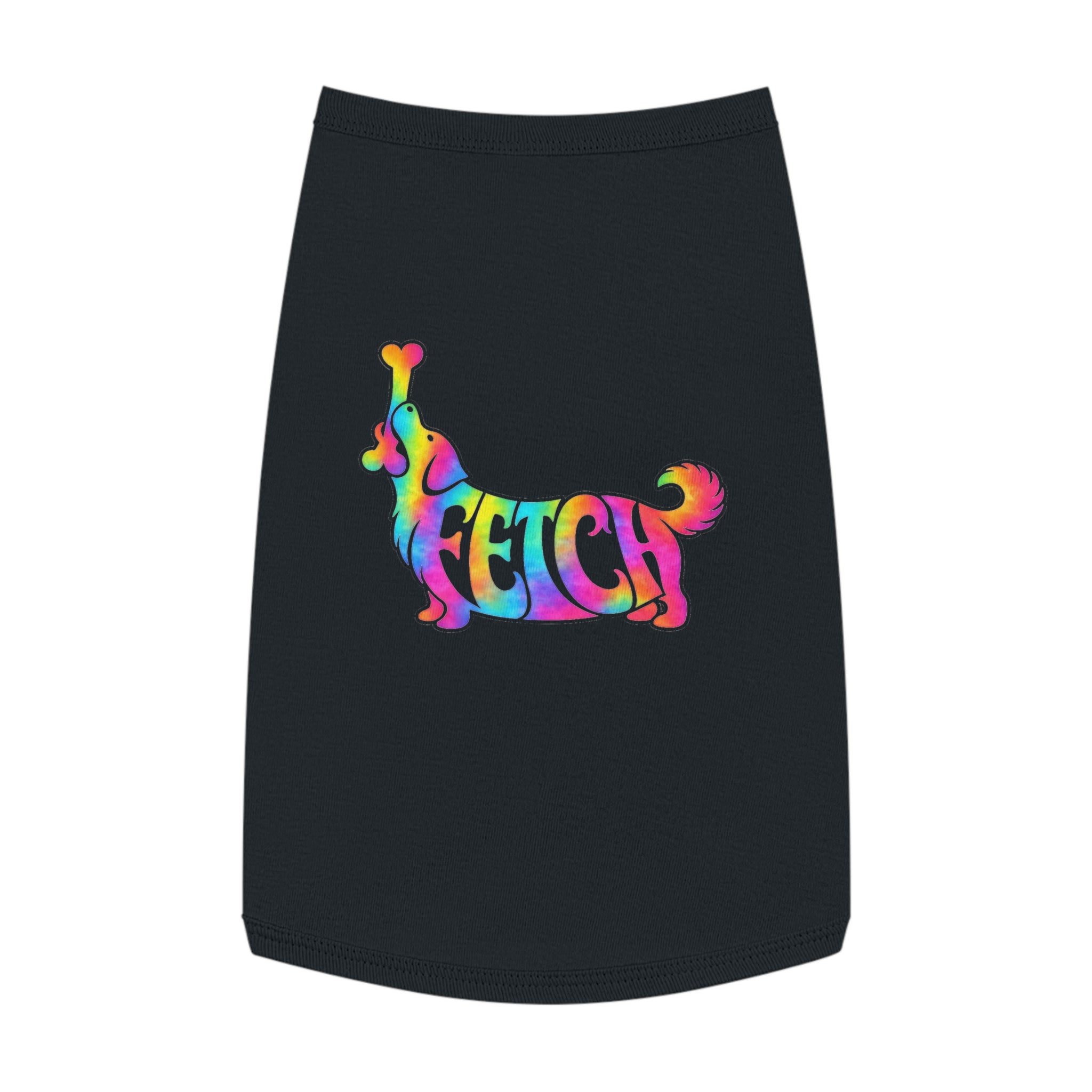 Tie-Dye "FETCH" Dog Tank Top - Colorful Retriever Graphic Pet Shirt