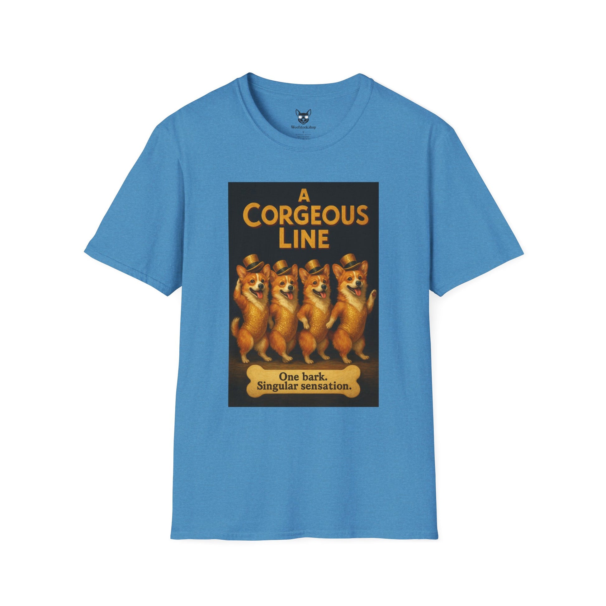A Chorus Line Broadway Poster Dog Parody Unisex Softstyle T-Shirt -- Funny Tee for Broadway and Dog Lovers