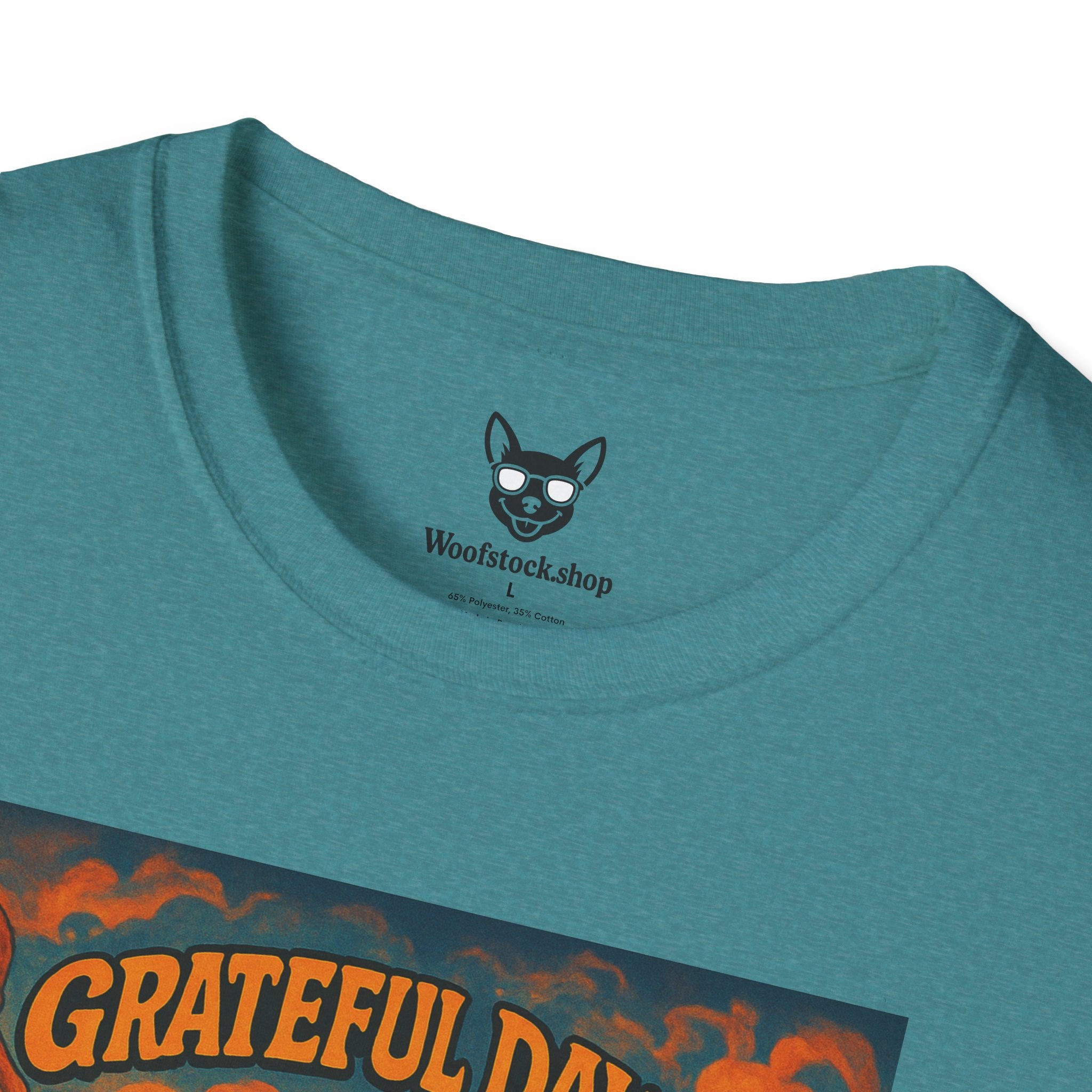 Grateful Dead Concert Poster Dog Parody Unisex Softstyle T-Shirt – Funny Tee for Music and Dog Lovers