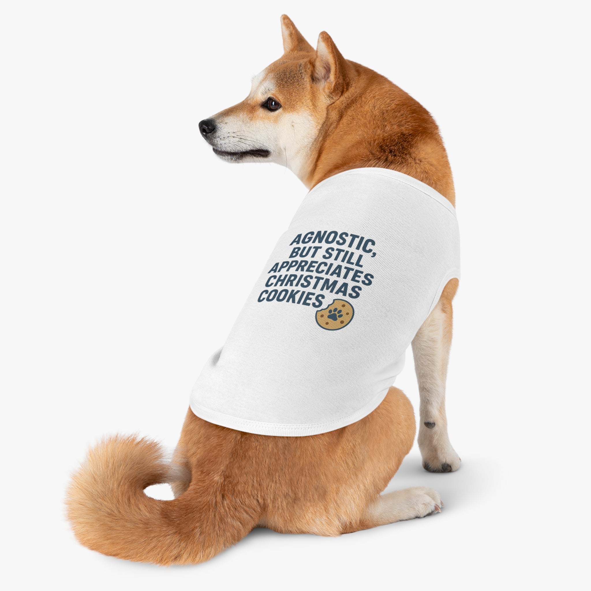 Agnostic, But Still Appreciates Christmas Cookies Dog Tank Top -- Funny Christmas Apparel for Dogs