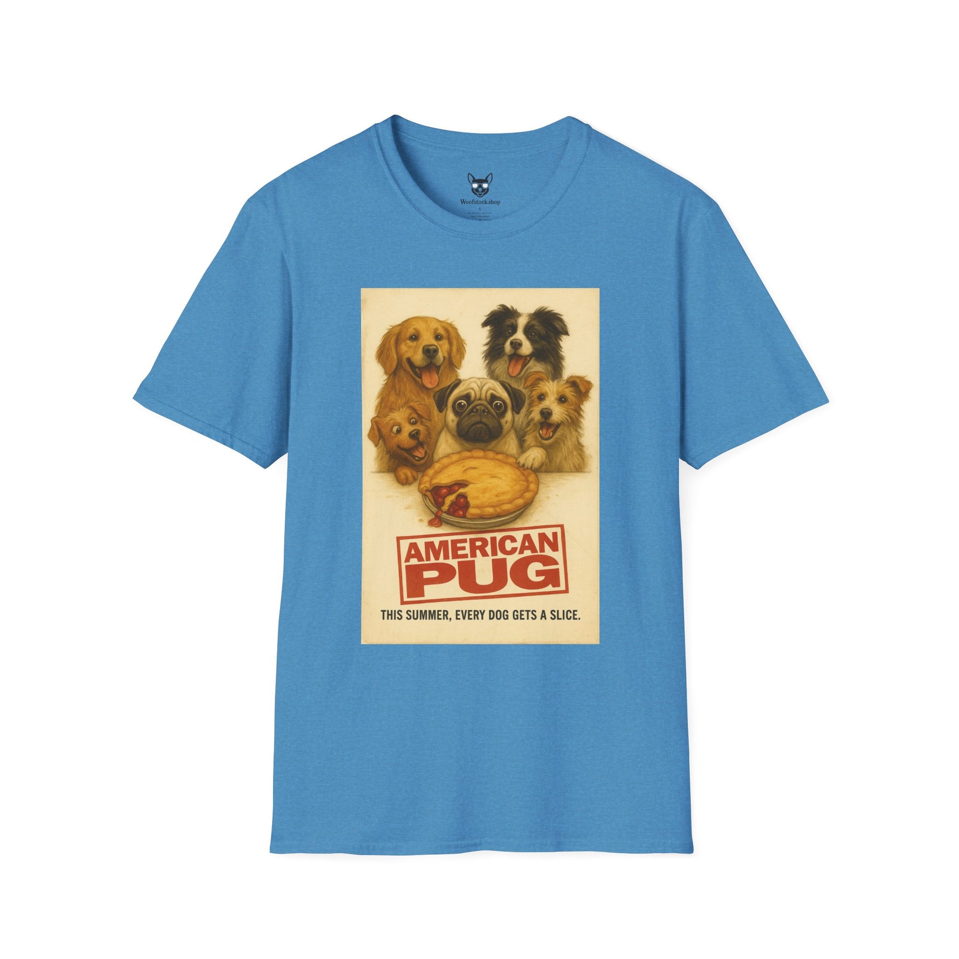 American Pie Movie Poster Dog Parody Unisex Softstyle T-Shirt -- Funny Dog Movie Tee for Film and Dog Lovers