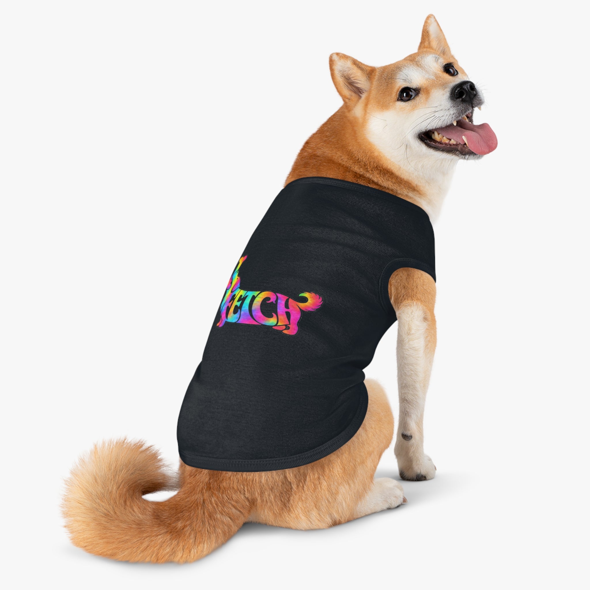 Tie-Dye "FETCH" Dog Tank Top - Colorful Retriever Graphic Pet Shirt