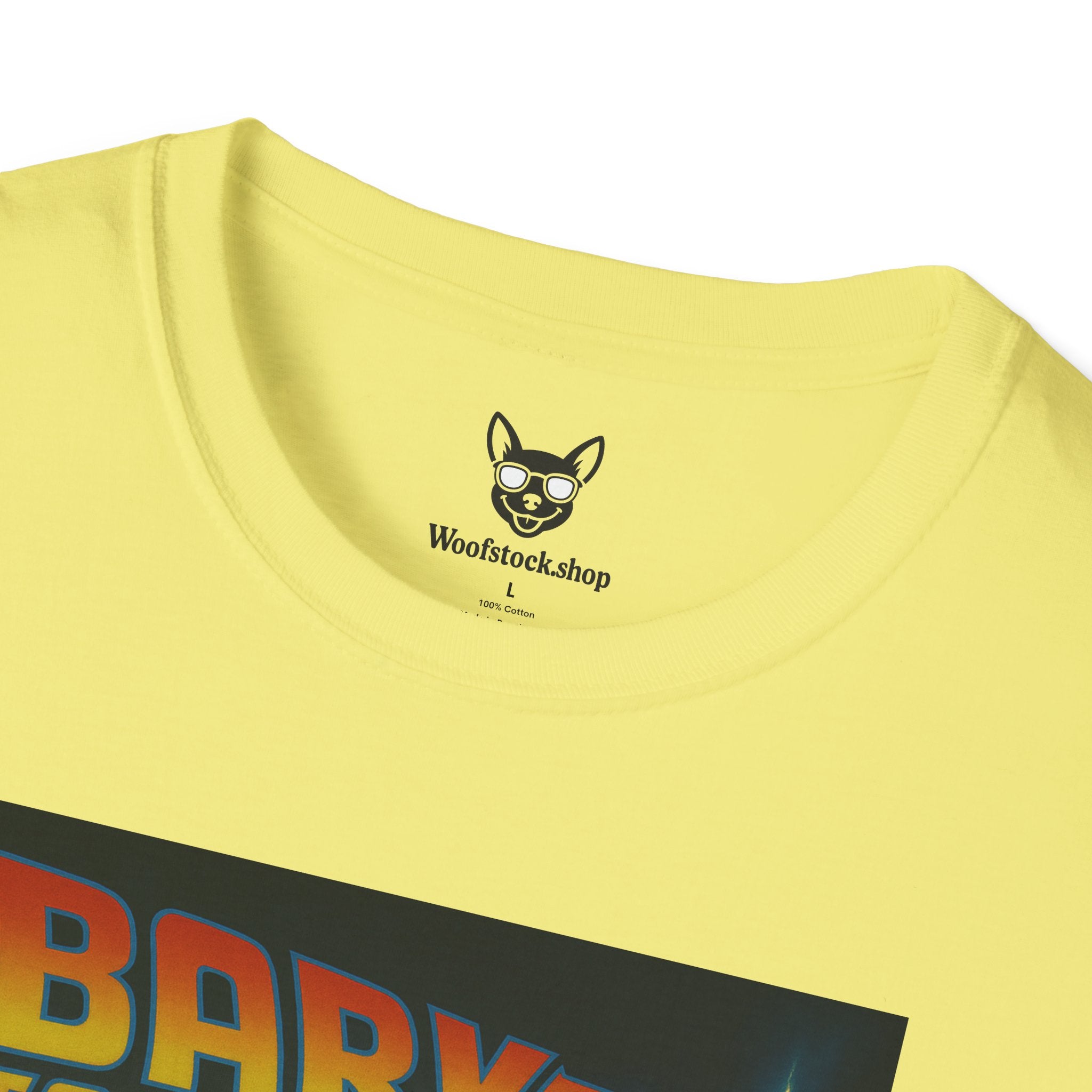 Back to the Future Movie Poster Dog Parody Unisex Softstyle T-Shirt -- Funny Dog Movie Tee for Film and Dog Lovers