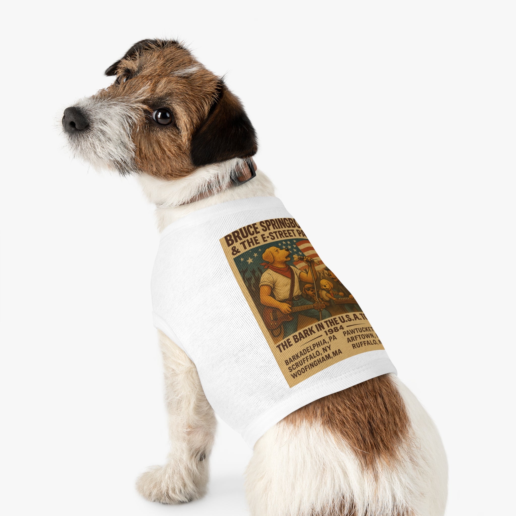 Bruce Springbone Pug Pet Tank Top-- Funny Parody Concert Shirt for Dog Lovers