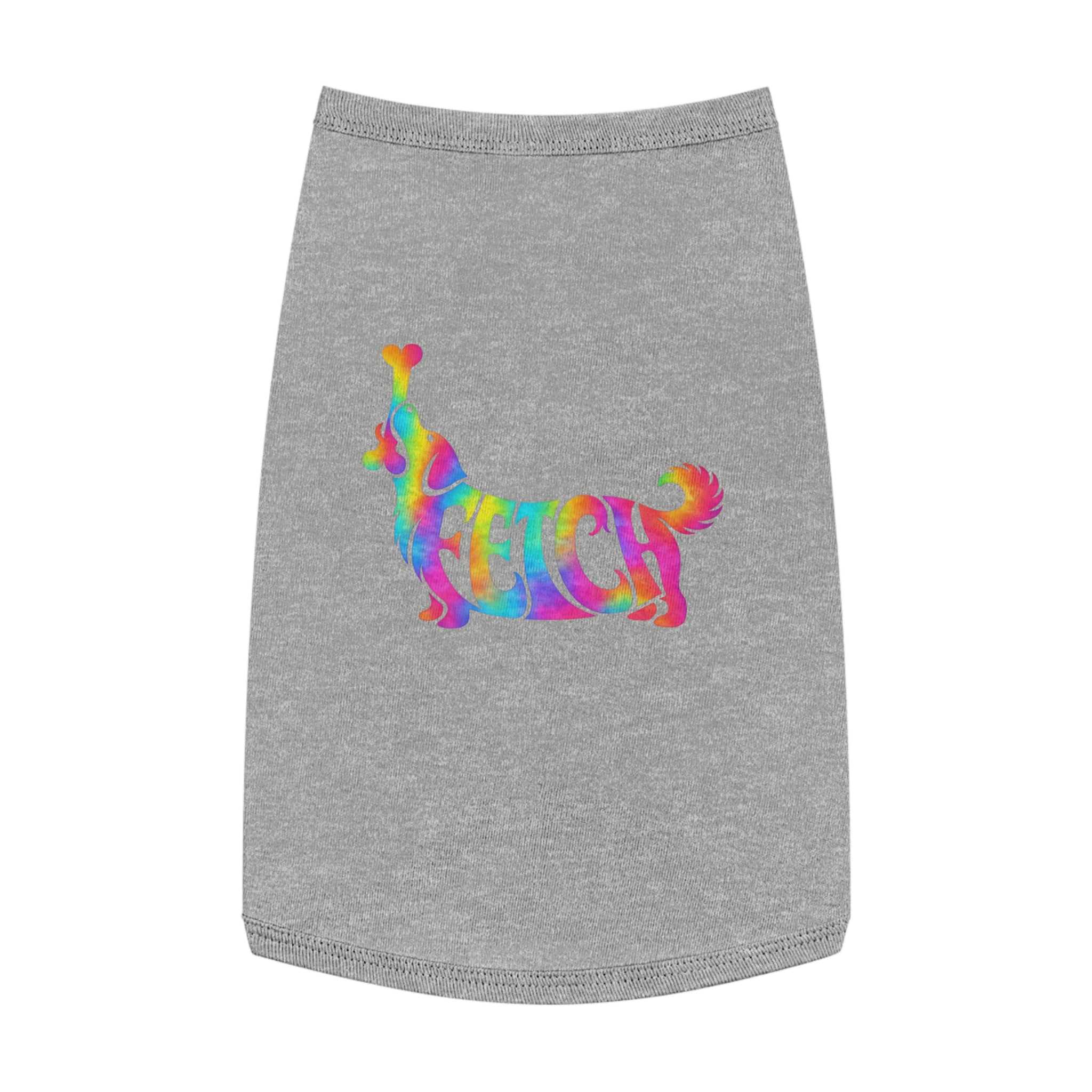 Tie-Dye "FETCH" Dog Tank Top - Colorful Retriever Graphic Pet Shirt