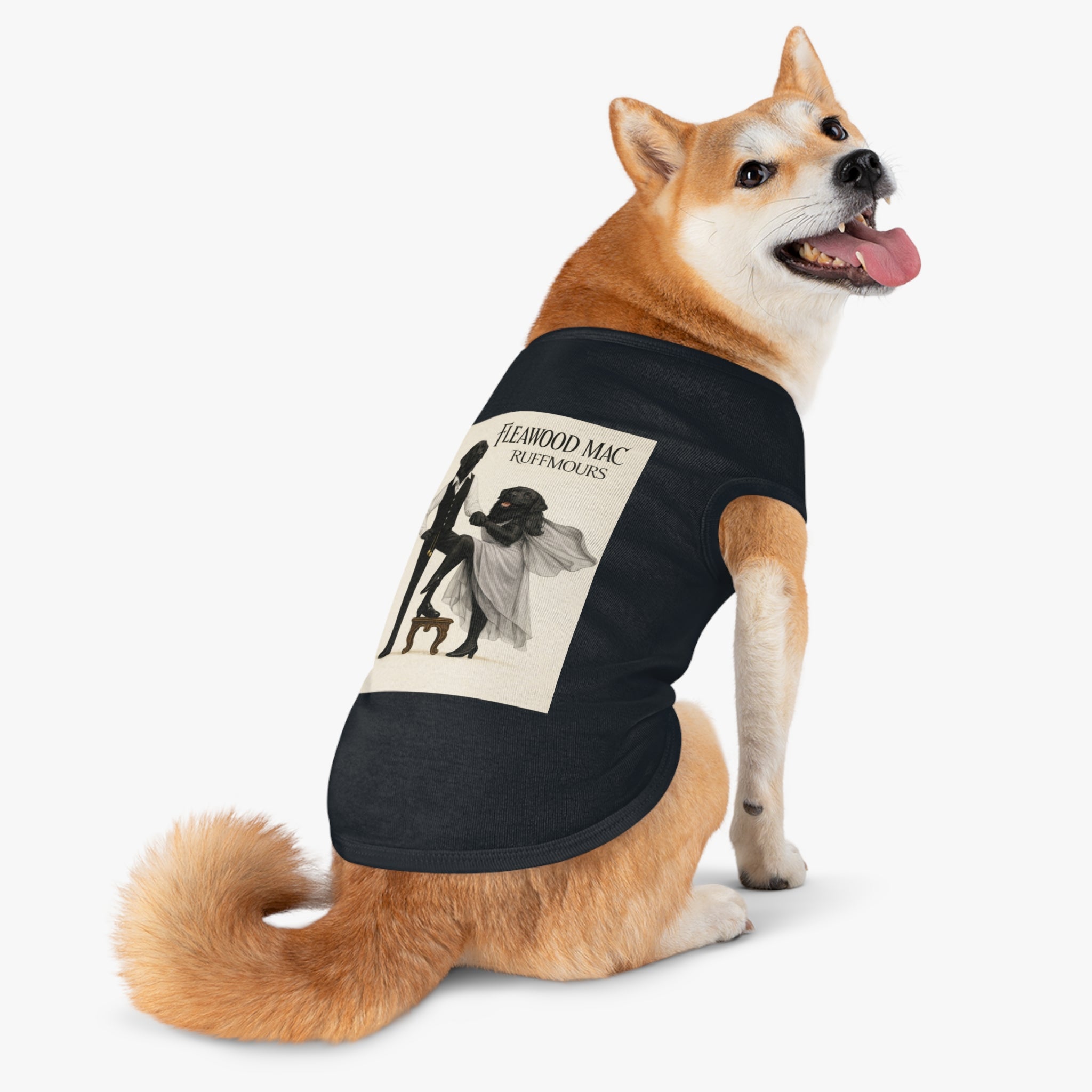 Fleetwoof Mac Ruffmours Pet Tank Top (Black Labs) -- Funny Fleetwood Mac Parody Shirt for Dogs Lovers