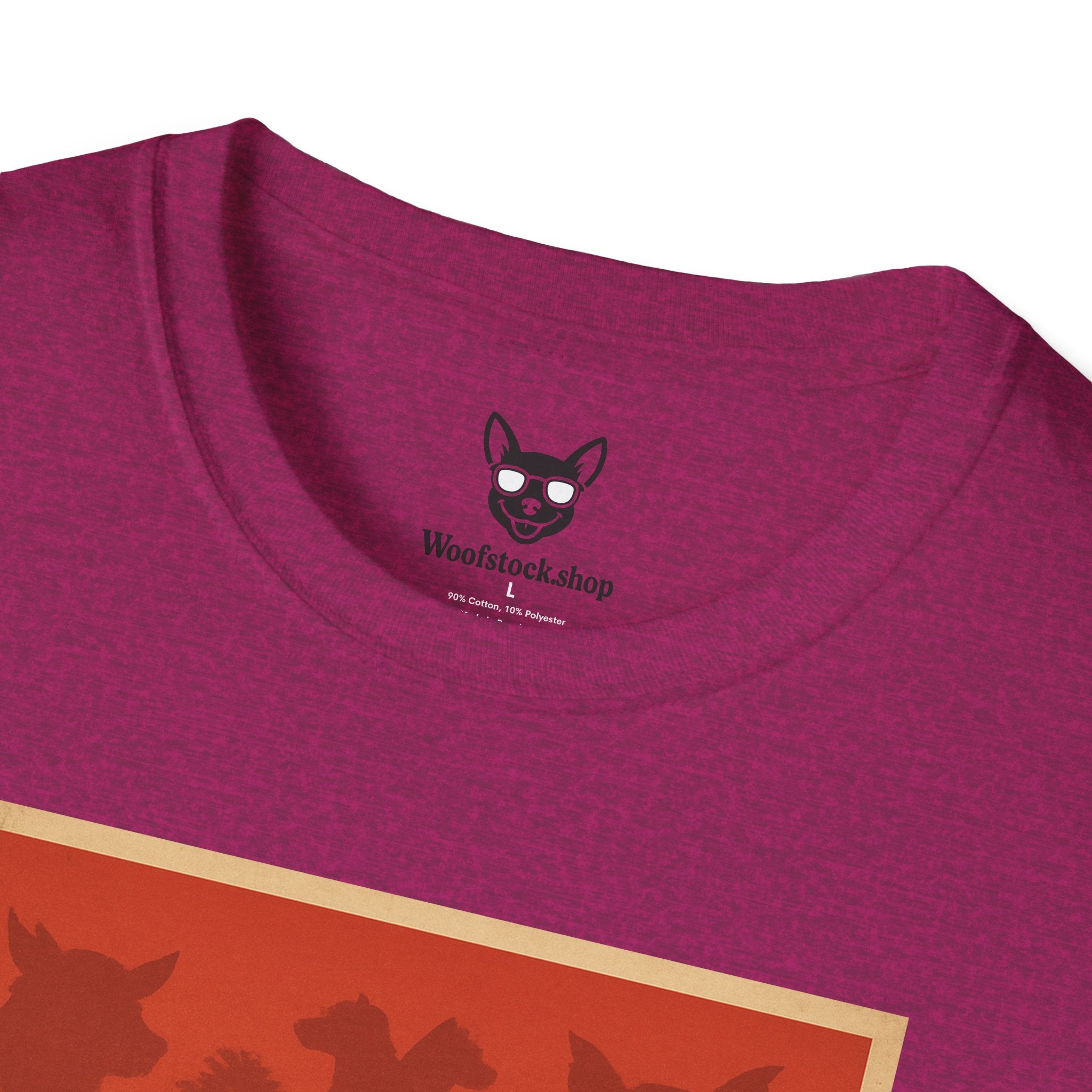 Jurassic Park Movie Poster Dog Parody Unisex Softstyle T-Shirt -- Funny Dog Movie Tee for Film and Dog Lovers