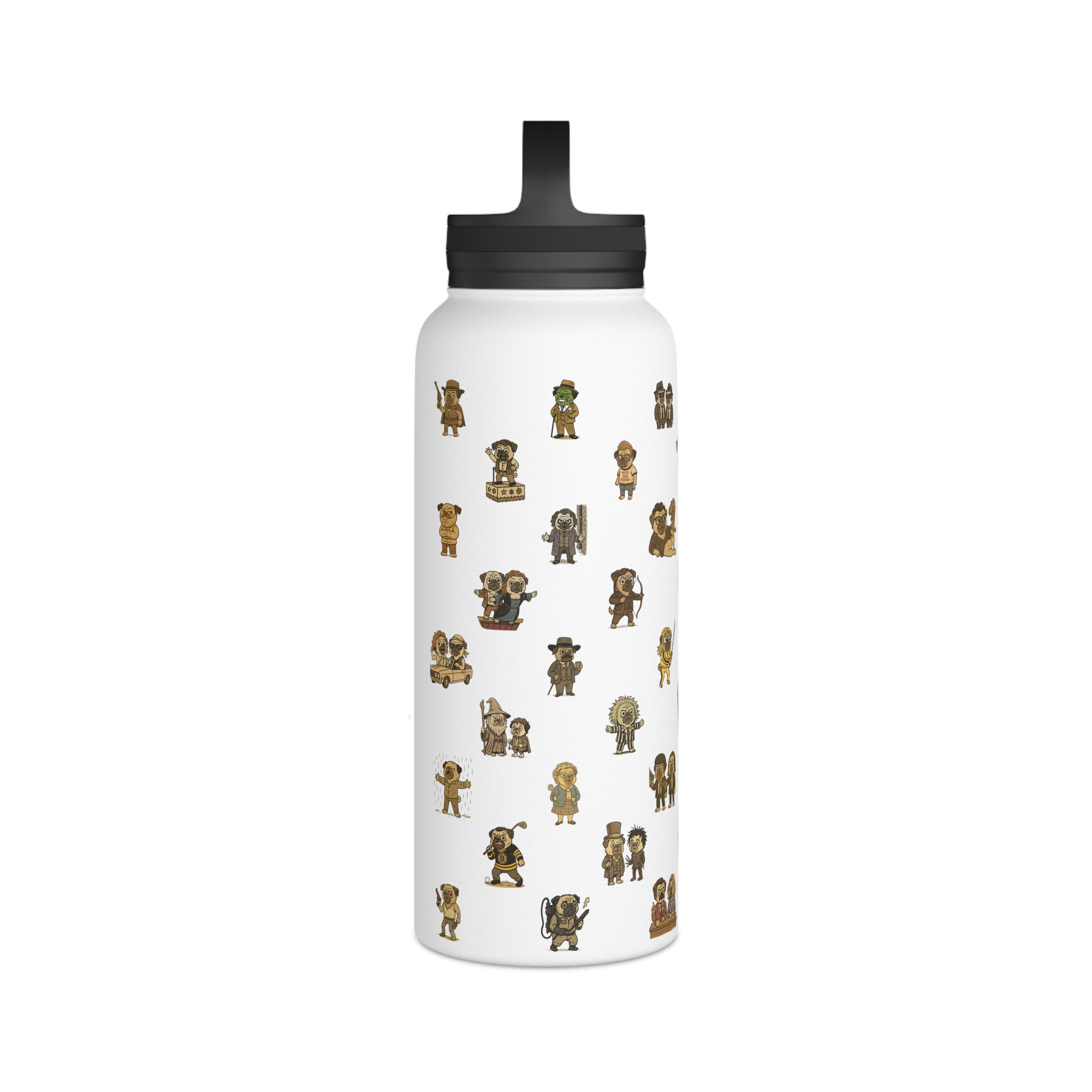 Movie Pugs Water Bottle – Funny Drinkware Dog Lovers and Cinema Fans